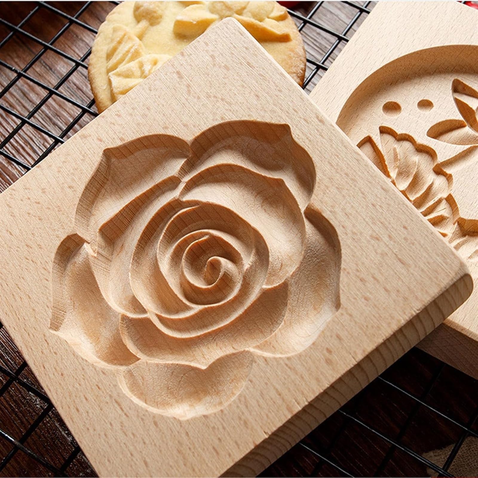 Rose-Shaped Tostonera - Wooden Plantain Press for Perfect Tostones | Rose Tostones Press & Cookie Mold | Ideal for Latin Cooking, Baking Cookies & Kitchen Decor