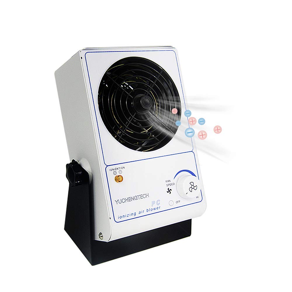 YuchenGTech Ionizing Air Blower - ESD Ionizer Fan for Static Elimination | 110V Desktop Anti-Static Ionizer | Perfect for Electronics Workbench, PCB Assembly & Cleanroom Environments