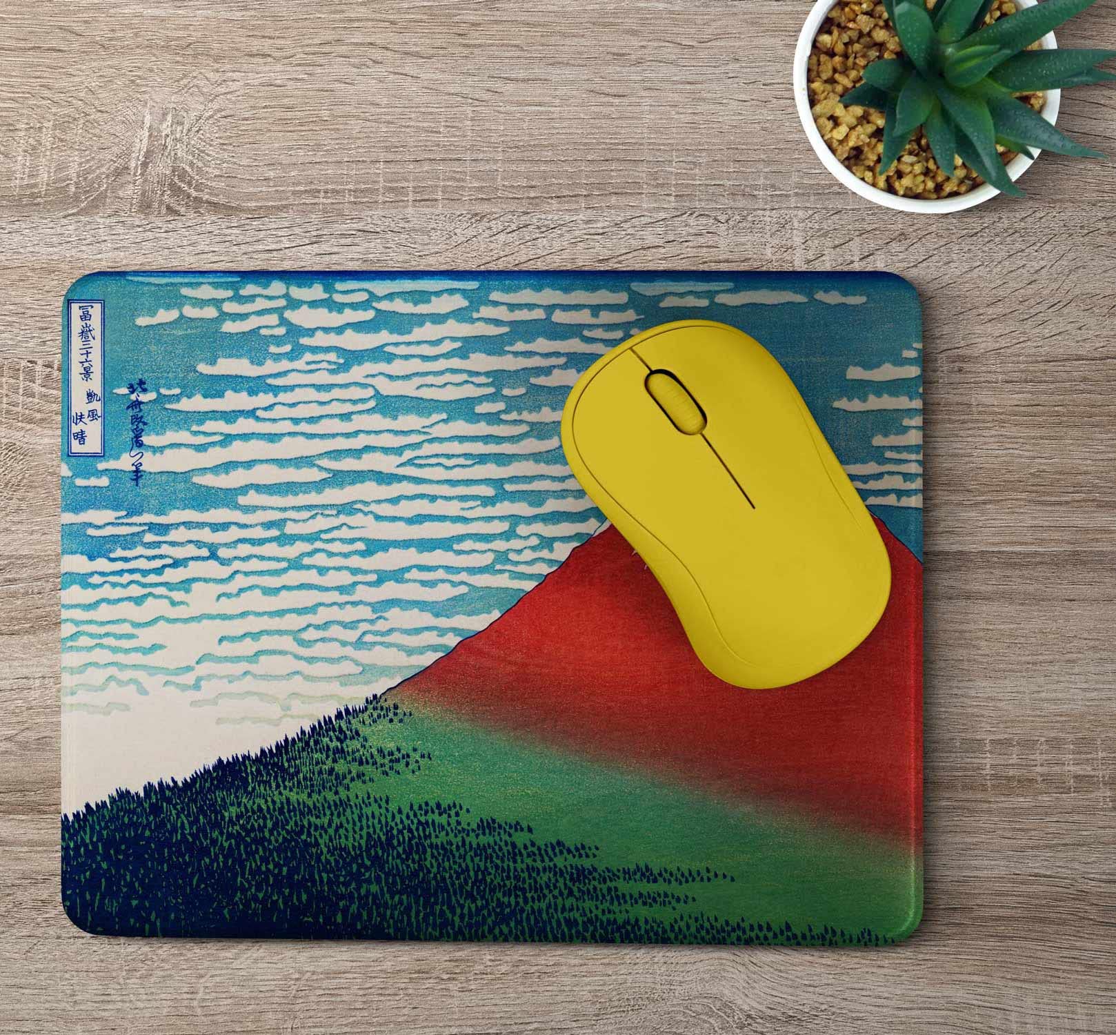 Japanese Art Mouse Pad with Stitched Edges - Traditional Mount Fuji Painting Design for Gaming & Office Work (Non-Slip, Smooth Surface) - Perfect for Computers, Laptops, and Home Office Desks
