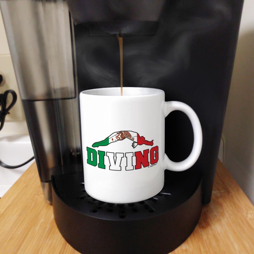 Mexican Pride Summer Games Gifts - 11oz Ceramic Coffee Mug with Handle for Sports Enthusiasts - Perfect for Diving Fans, Mexico Sports Decor & Hot Beverage Lovers