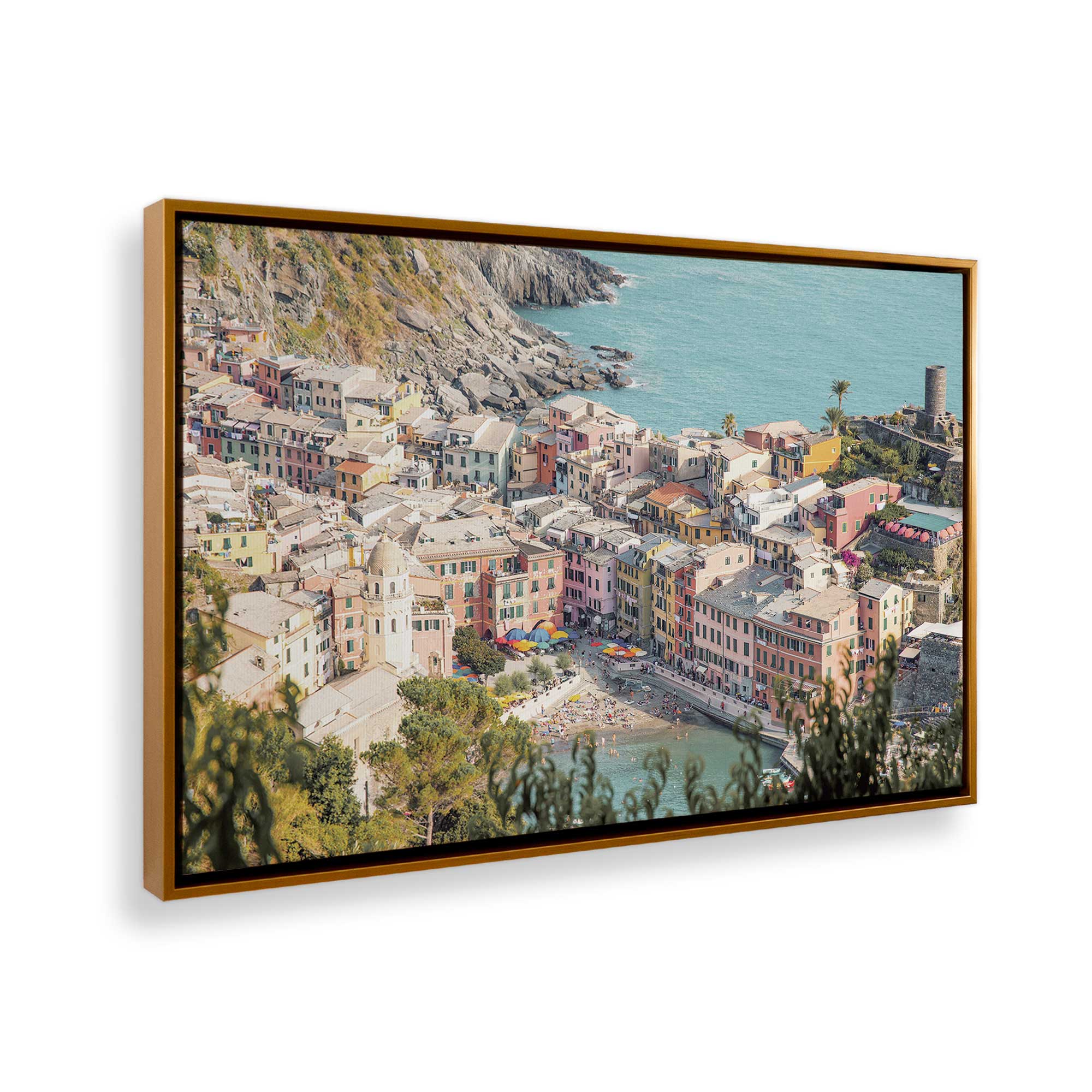 Coastal Town Scenic Canvas Wall Art Print - Beach House Decor, Living Room & Bedroom Wall Decor