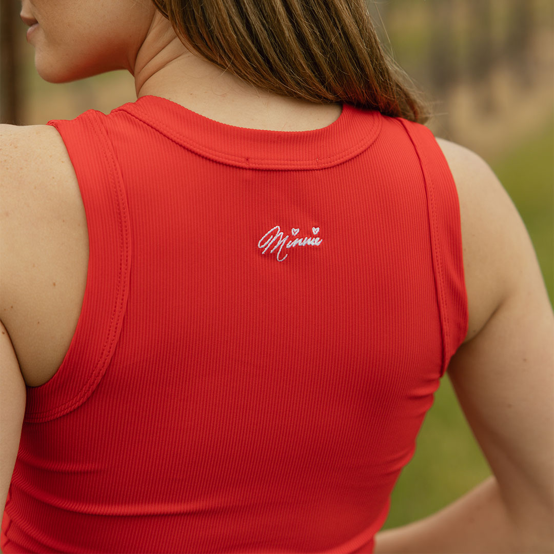 Disney Minnie Mouse High Neck Tank Top for Women - Red Cotton Casual Shirt - Perfect for Theme Parks, Disney Trips & Summer Outfits