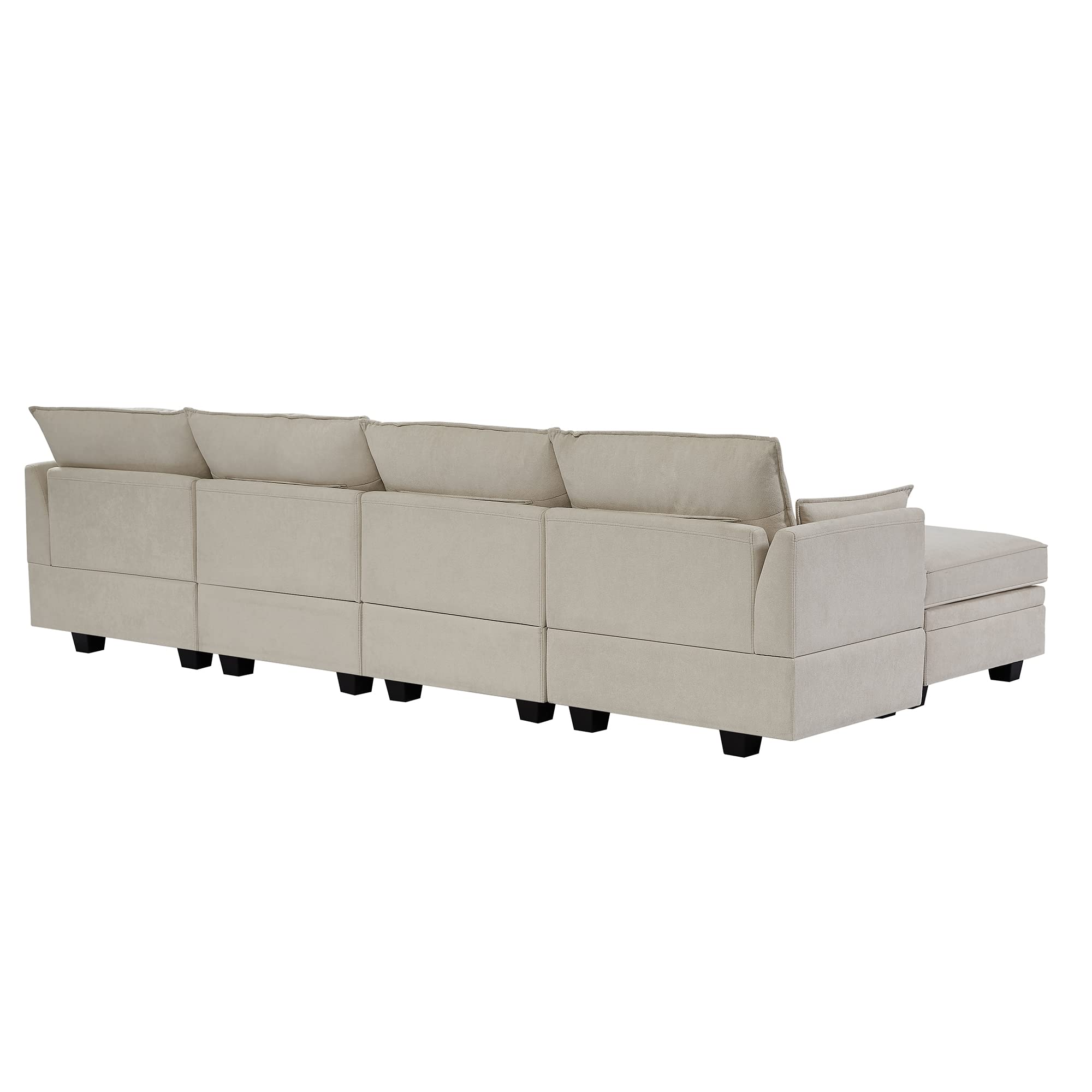 **Large Modular Sectional Sofa - U-Shaped 6-Seater Convertible Sleeper Sofabed with Storage | Soft Upholstered Symmetrical Design for Home, Office, Apartment & Living Room | Perfect for Family Gatherings, Movie Nights & Guest Accommodation**