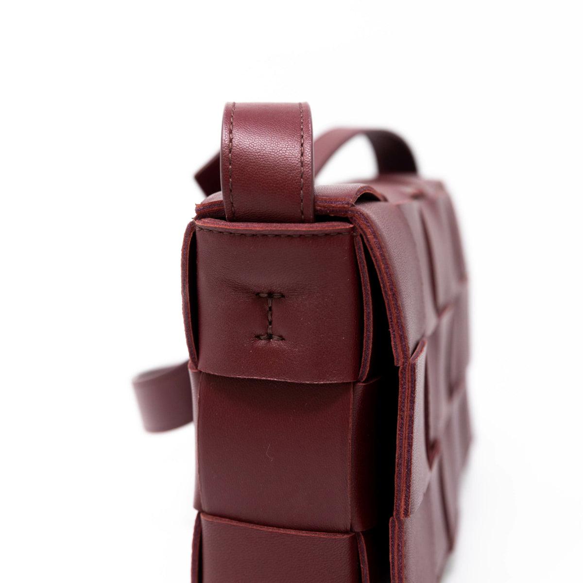 Bottega Veneta Burgundy Cassette Crossbody Bag - Luxury Leather Shoulder Purse for Women, Perfect for Date Night & Evening Events