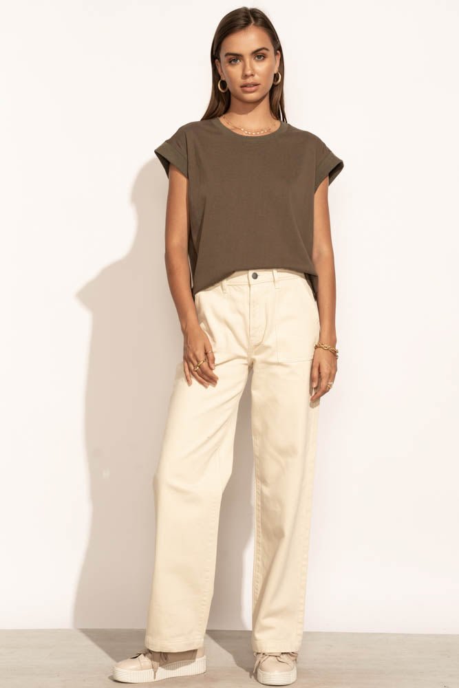 Arlo Women's Olive Green Top - Casual Short Sleeve Blouse for Everyday Wear, Work & Outings
