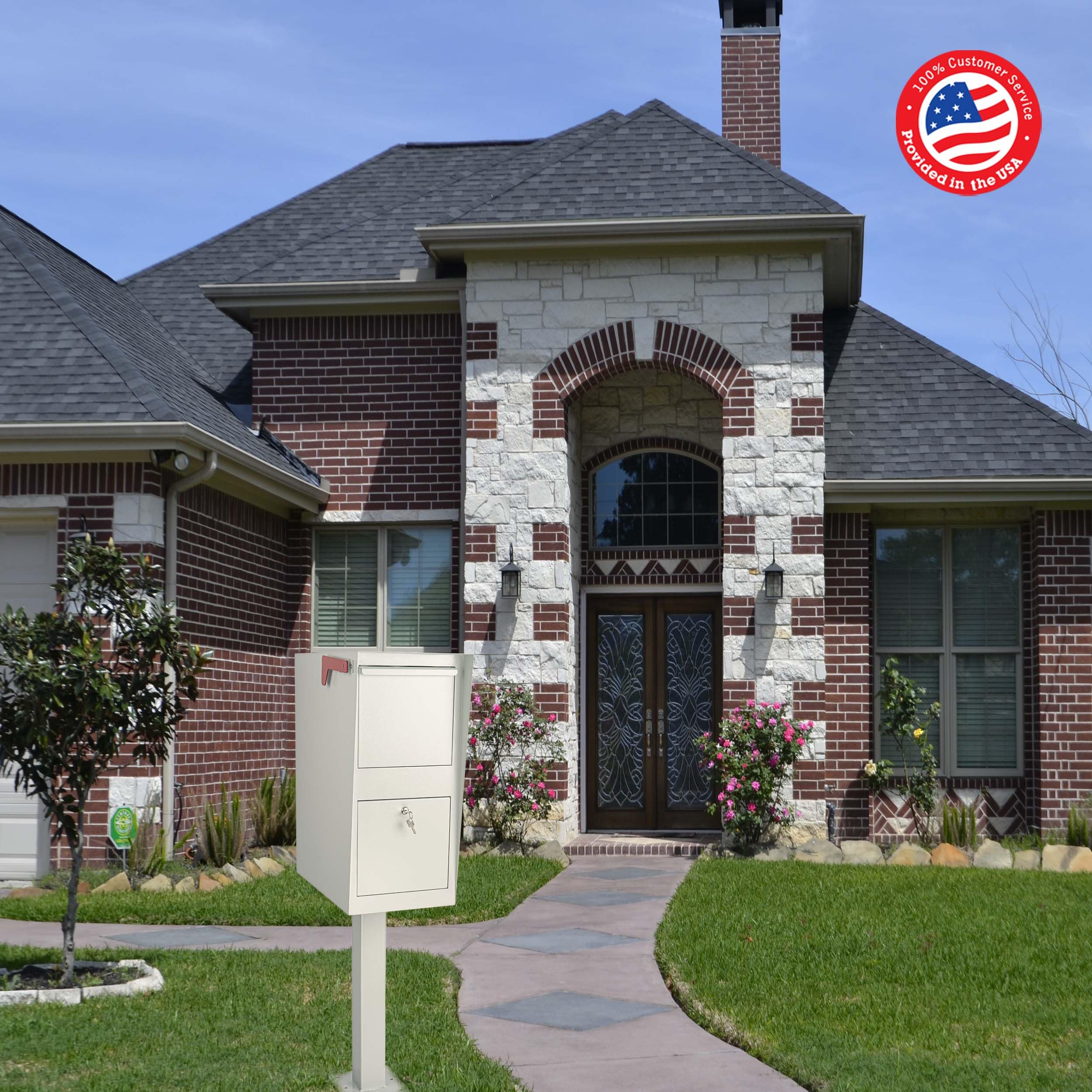 Secure Curbside Locking Mailbox for Packages - Heavy Duty Anti-Theft Parcel Drop Box with In-Ground Post & Base Plate - Perfect for Home, Apartment & Vacation House Security (Weekend-Away Design)