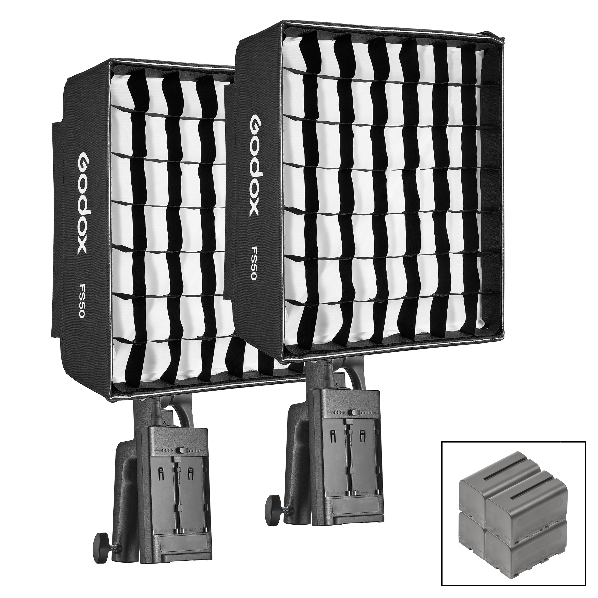 Godox FH50R 1x1 FT RGB LED Light Panel with Battery Power & Twin Softbox Kit - Perfect for YouTube Videos, Photography, and Studio Lighting