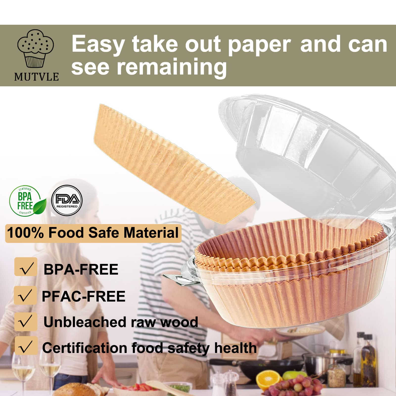 10 Inch XXL Air Fryer Disposable Paper Liners - 100Pcs Non-Stick Parchment Baking Sheets for 7QT Air Fryer | Food Grade, Round Shape | Perfect for Roasting, Baking & Reheating