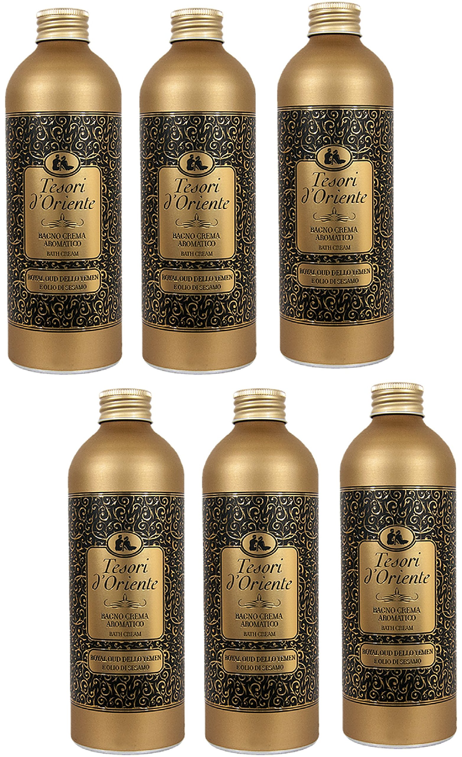 Tesori d'Oriente Royal Oud of Yemen Bath Cream - 6 Pack with Yemeni Royal Oud & Sesame Oil | Italian Import Luxury Body Wash for Relaxation & Skin Hydration | Perfect for Spa Nights & Self-Care Rituals