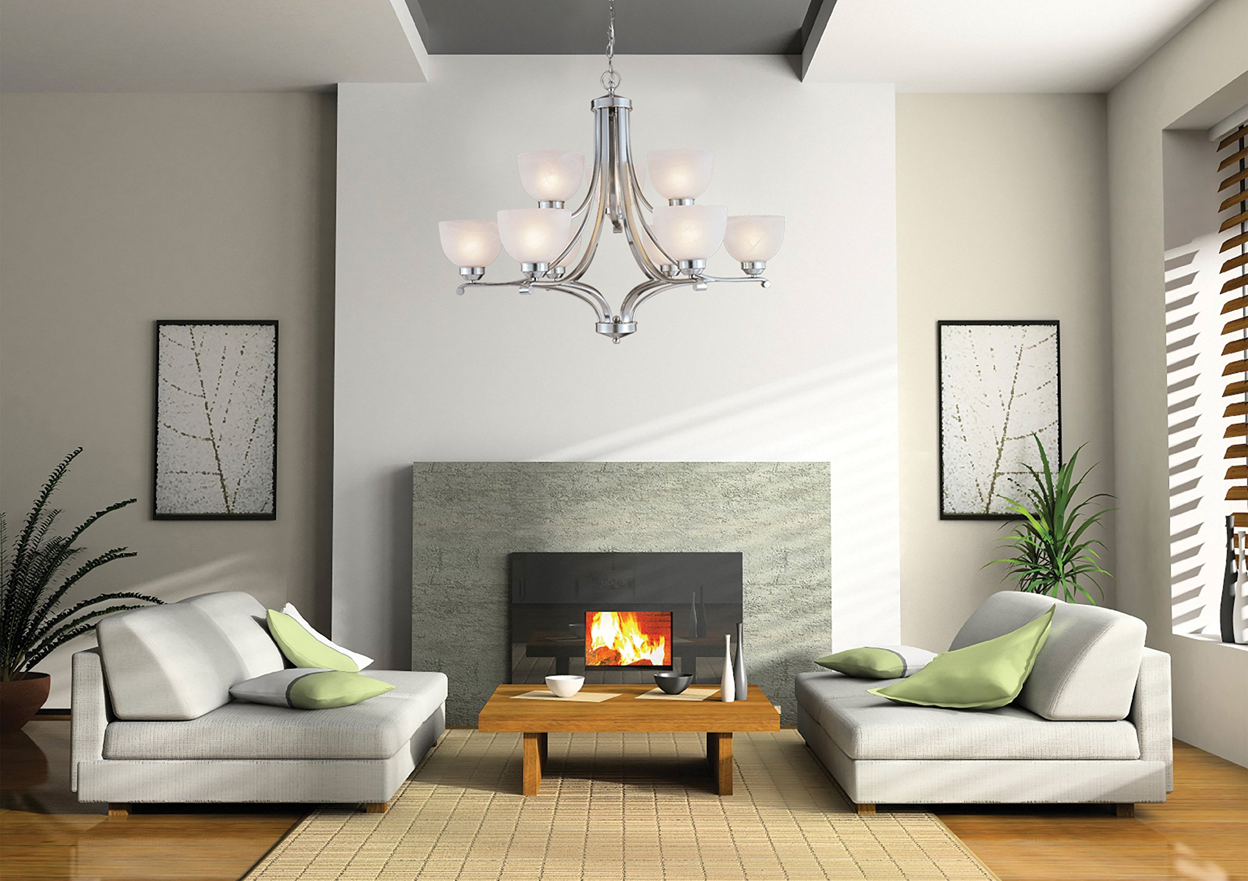 Minka Lavery 3-Light Chandelier Pendant Lighting Fixture - 1423-84 Paradox Glass 1-Tier Dining Room Ceiling Light, 300W, Nickel Finish - Perfect for Dining Rooms, Kitchens, and Entryways