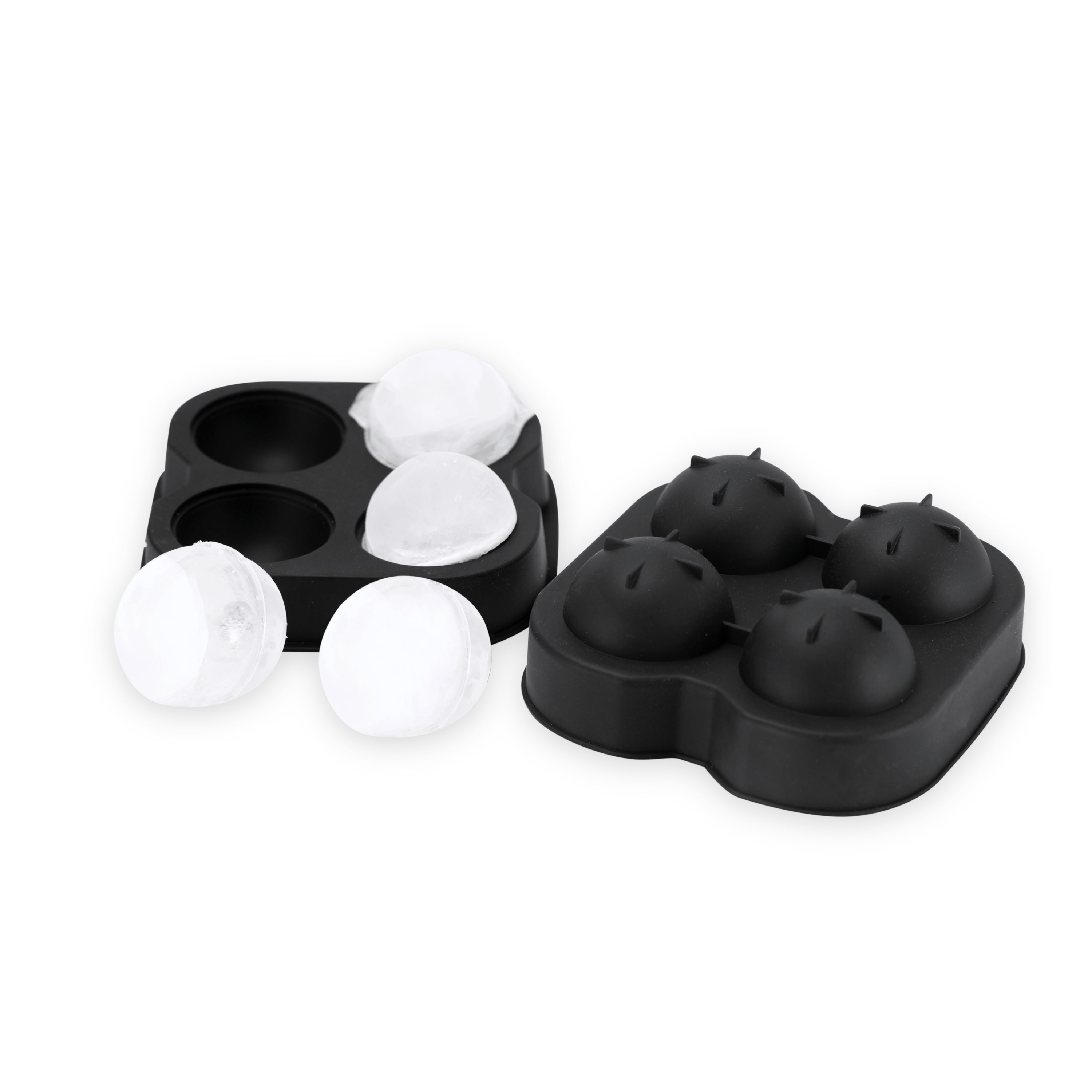 Premium Black 4-Sphere Silicone Ice Cube Tray - Perfect for Cocktails, Iced Coffee & Chilled Beverages