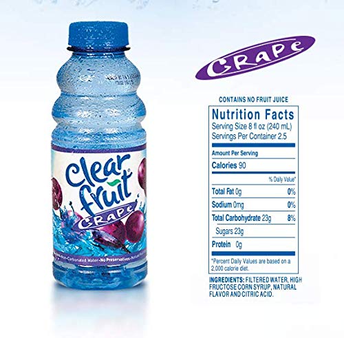 12 Pack Clear Grape Fruit Water - 20 Ounce Non-Carbonated Beverage Bottles for Hydration, Workouts & On-the-Go Refreshment