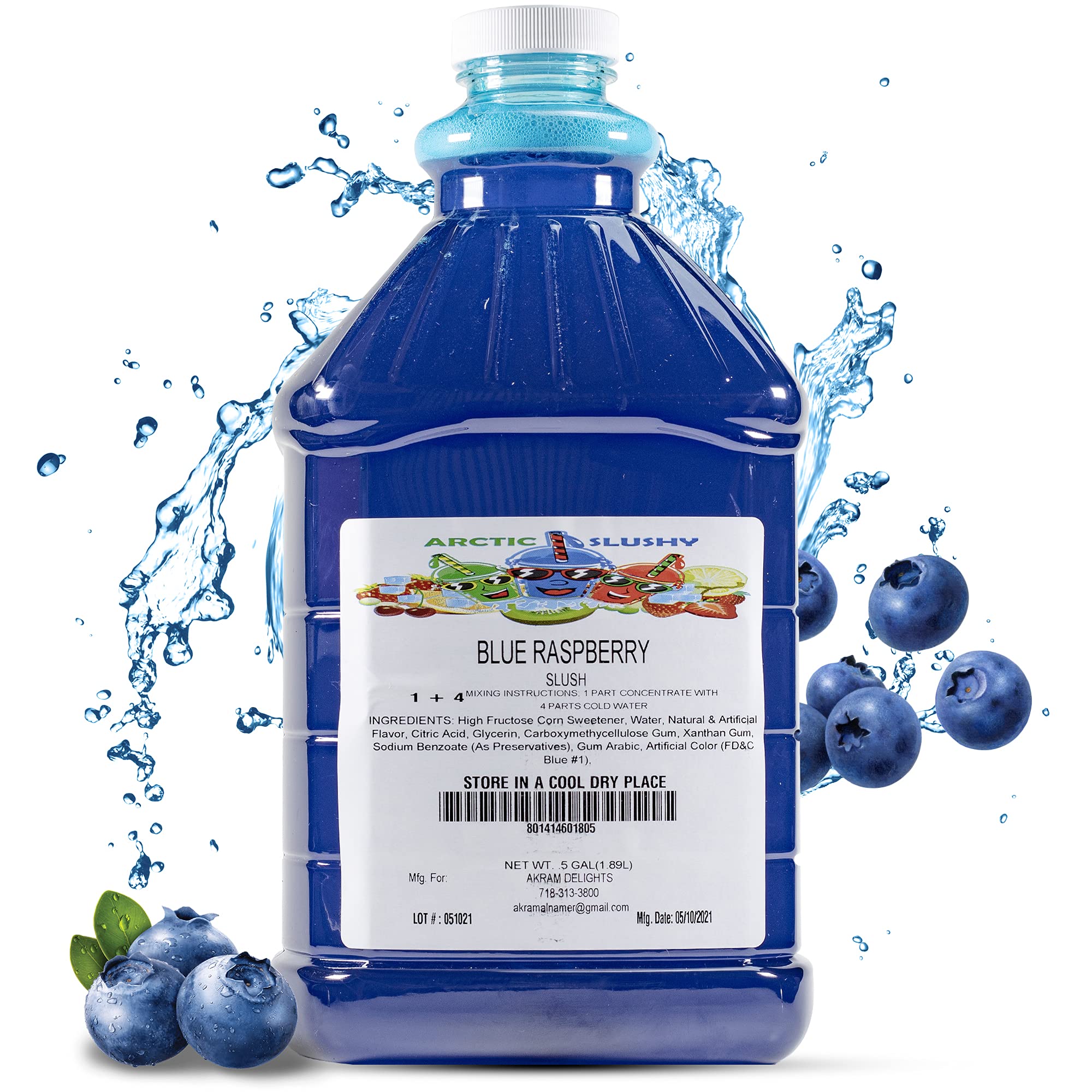 Arctic Slushy Frozen Slushie Syrup Mix - Blue Raspberry Flavor for Ice Drink Machines & Blenders | DIY & Commercial Use | Makes 40 Cups (Half-Gallon) | Perfect for Parties, Restaurants & Summer Refreshments