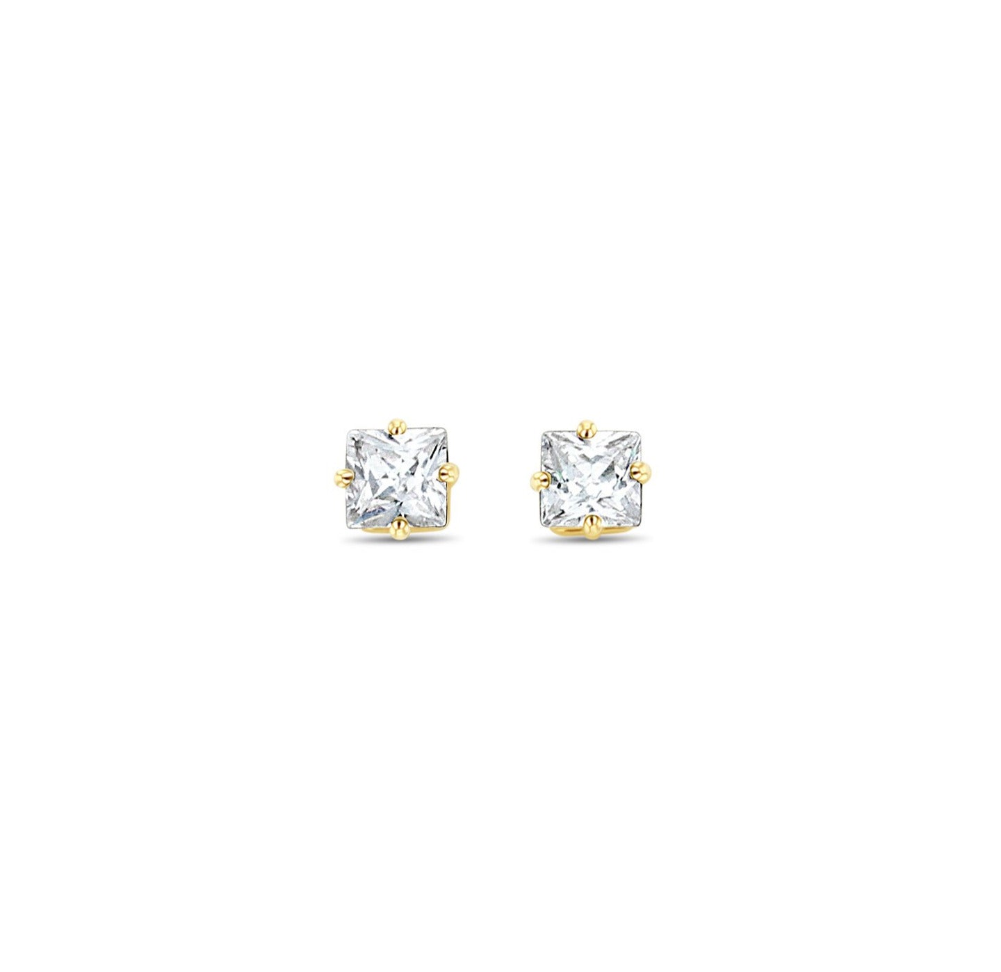 5MM or 6MM Princess Cut Cubic Zirconia CZ Stud Earrings - Hypoallergenic & Sparkling for Everyday Wear, Parties & Special Occasions
