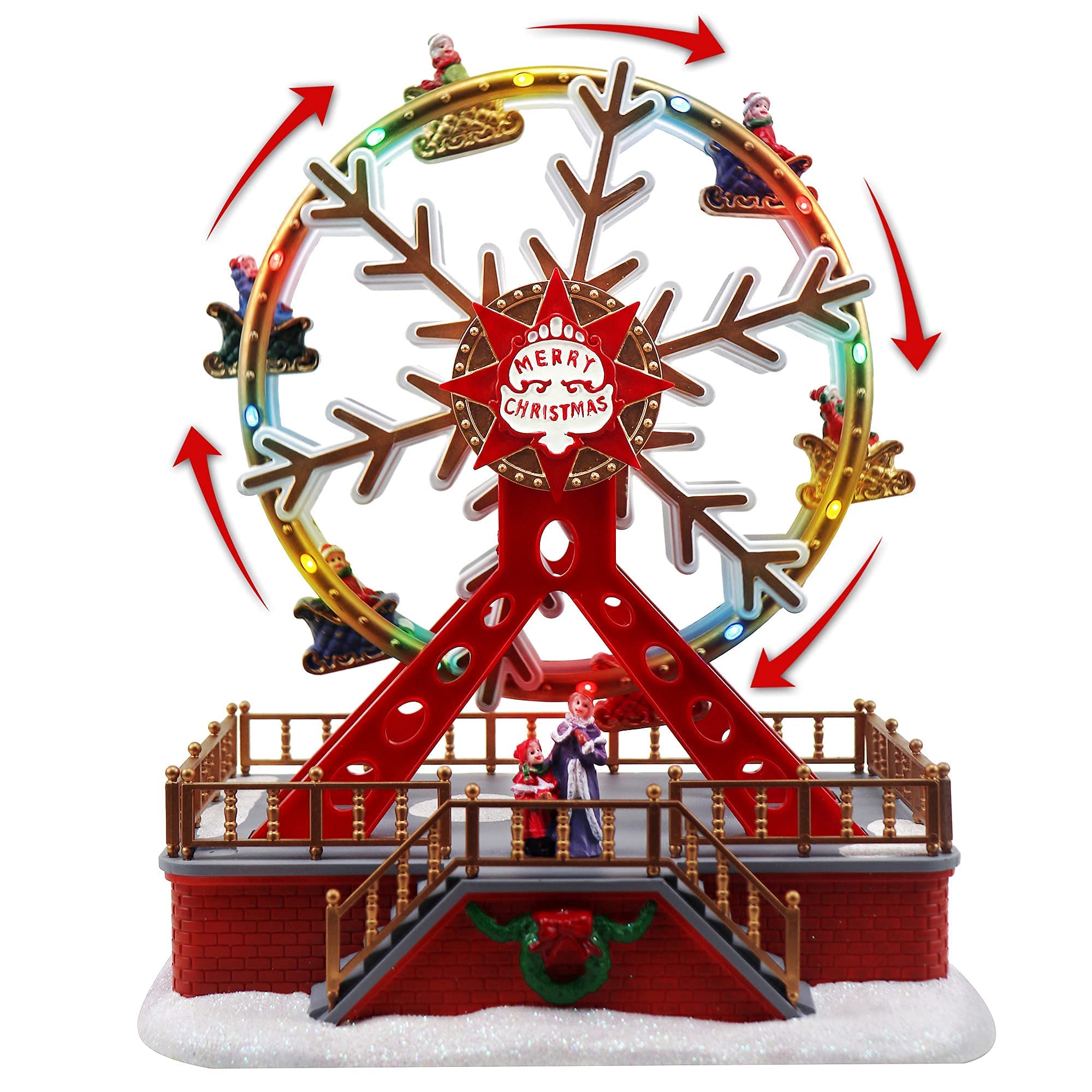 Animated Pre-lit Musical Christmas Ferris Wheel Village - 11