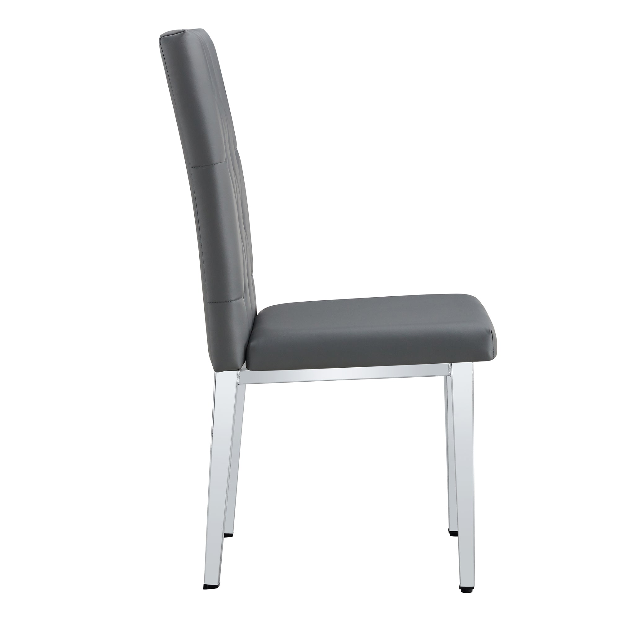 2-Piece Gray Armless Dining Chair Set - Elegant & Mysterious Deep Gray Tone with Vintage Grid & Buckle Back Design - Perfect for Modern Dining Rooms, Kitchens, and Small Spaces