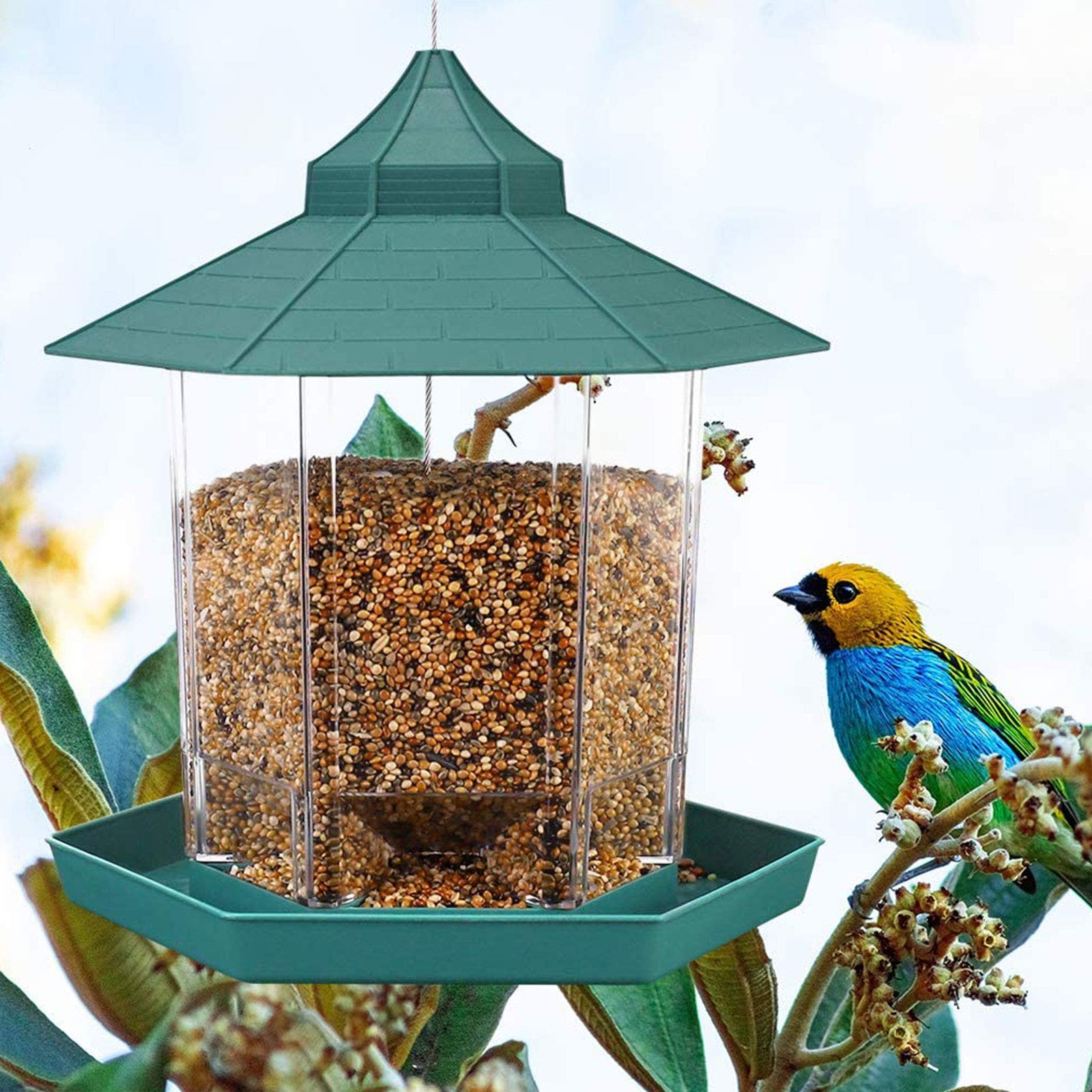 DUTUI Outdoor Hanging Bird Feeder - Waterproof Balcony Bird Food Box for Attracting Wild Birds - Perfect for Garden, Patio, and Backyard Bird Watching