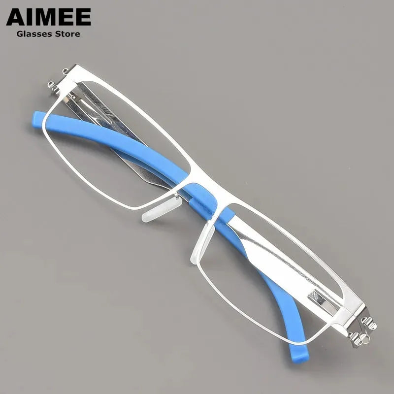Aimee Women's Full Rim Square Screwless Steel Eyeglasses 13517 - Stylish Lightweight Glasses for Work, Reading & Fashion
