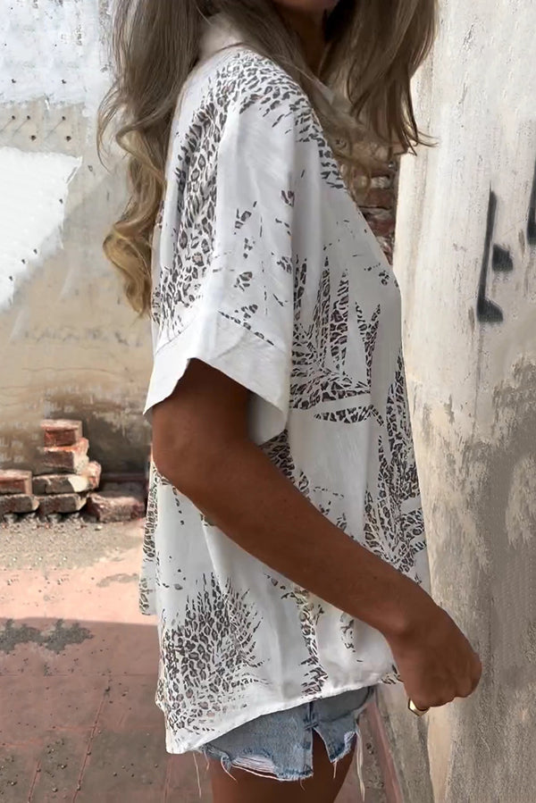 Stylish Short Sleeve Casual Shirt with Unique Print Lapel - Perfect for Summer Outings & Beach Vacations