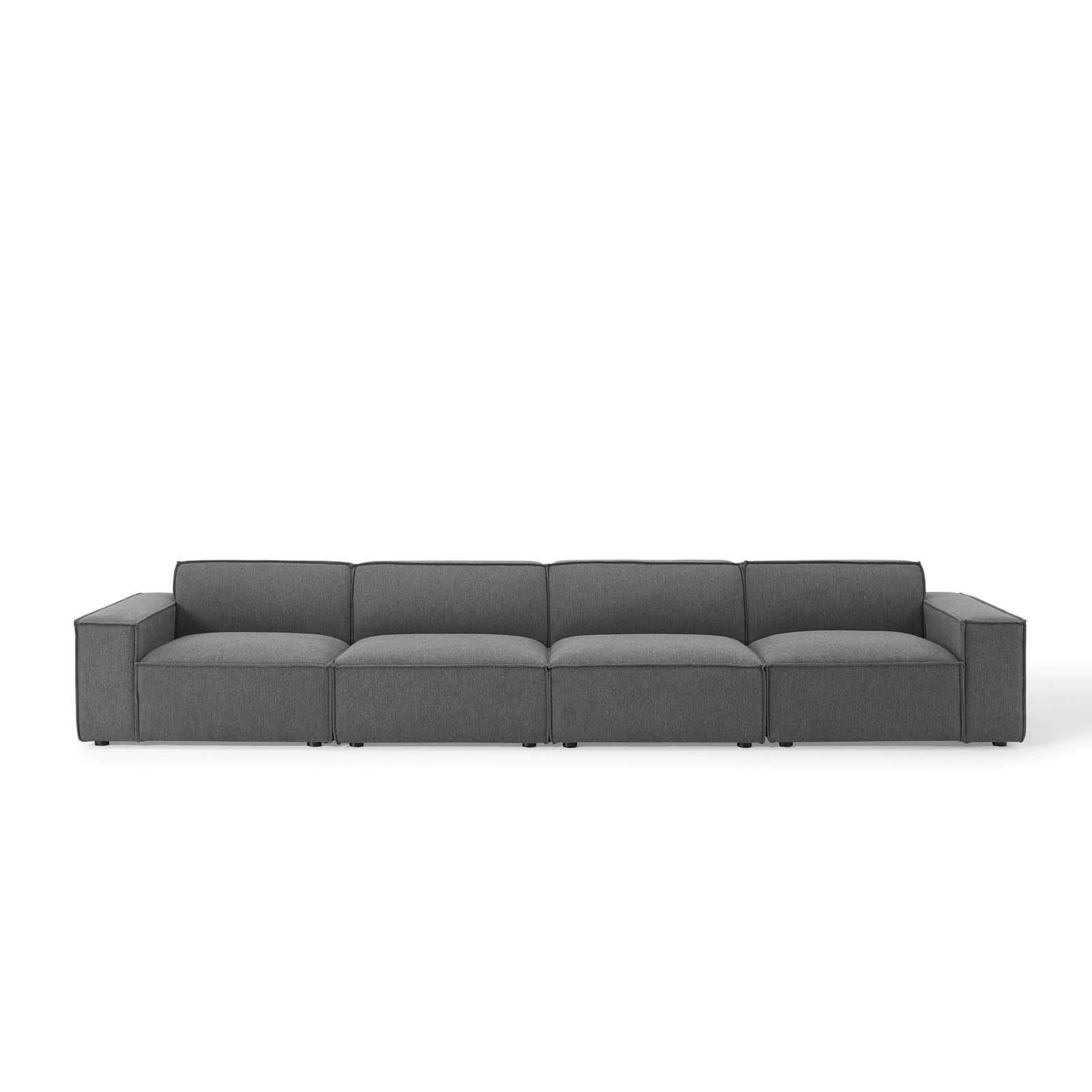 Modway EEI-4114-CHA Restore 4-Piece Sectional Sofa in Charcoal - Modern L-Shaped Living Room Furniture for Small Spaces & Apartments