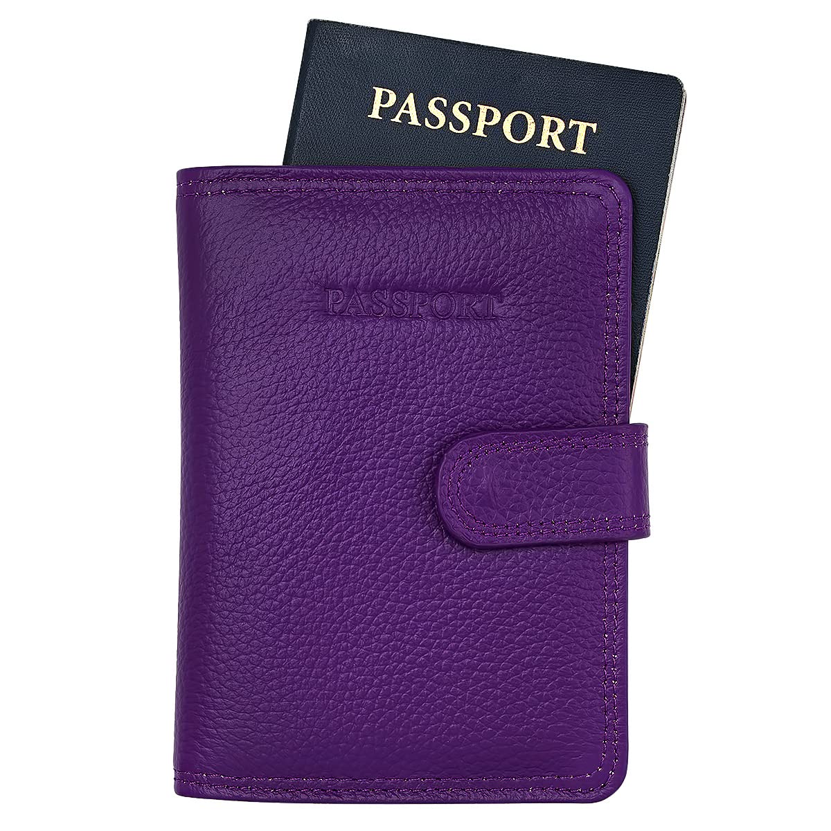 Steeltime Classic Leather RFID Blocking Passport & Vaccine Card Holder Wallet - Travel Essentials for Men & Women (Purple) | Perfect for Airports, Vacations & International Trips