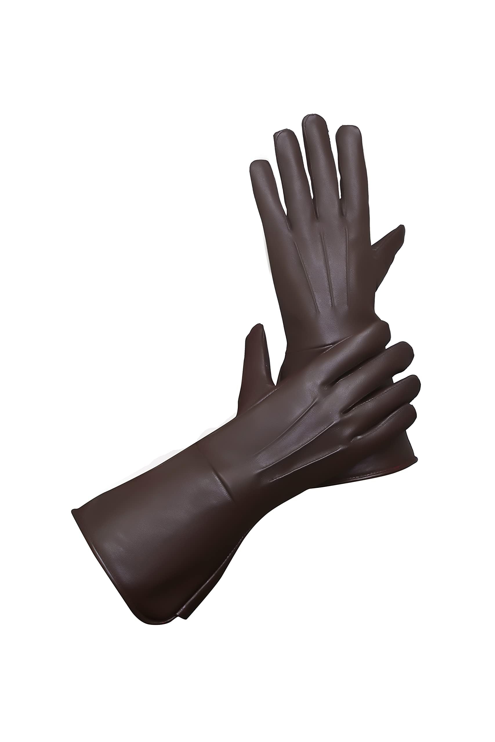 Glamtron Medieval Renaissance Gloves - Pure Lambskin Leather Cosplay Gauntlet Gloves with Long Arm Cuffs for LARP, Renaissance Fairs & Historical Reenactments