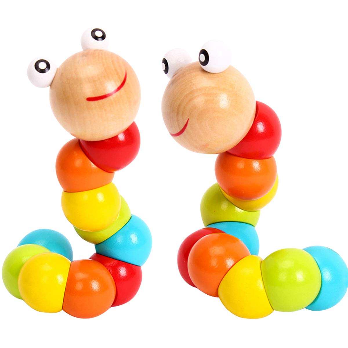 Developmental Baby Toys for 3-6, 6-12 & 12-18 Months - Tummy Time & Crawling Learning Toys for Infants - Colorful Caterpillar Twisting Toys for Boys & Girls (2 Pack, Rainbow) - Perfect for Sensory Play & Early Childhood Development