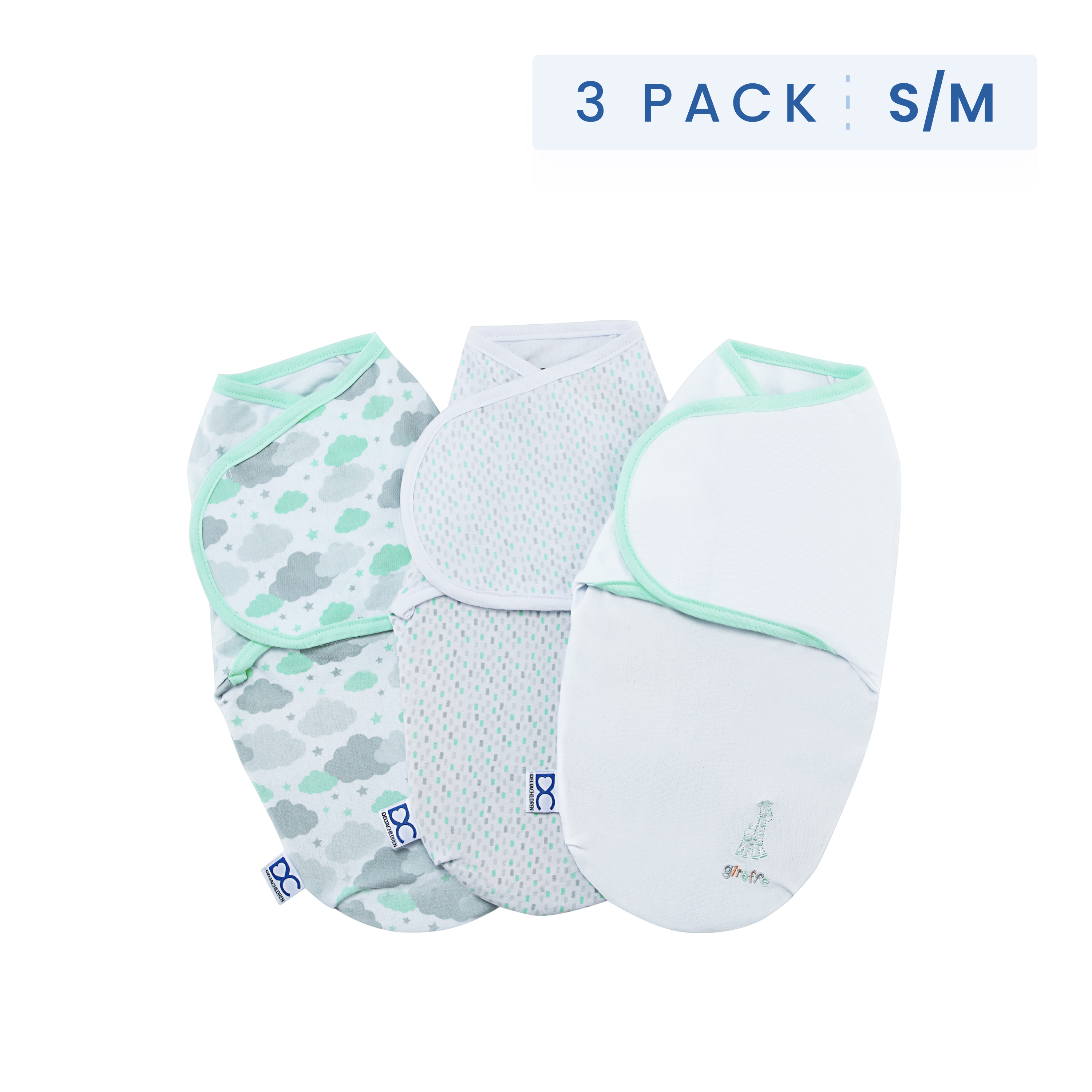 Little Lambs Adjustable Swaddle Wrap - 3 Pack for Newborns 0-3 Months (7-14 lbs), Soft Baby Swaddle Blankets for Comfortable Sleep, Perfect for Nursery, Daycare & Travel