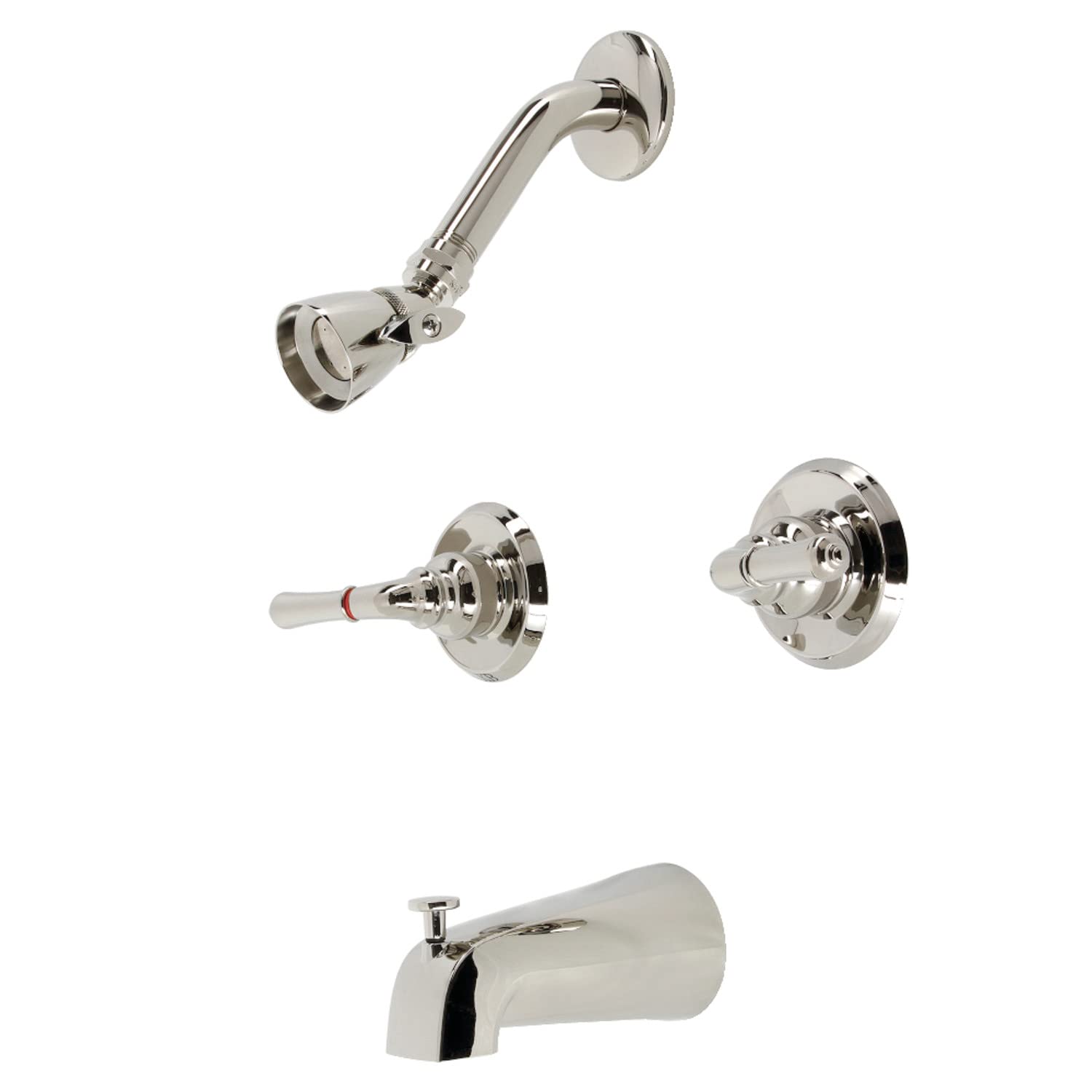Kingston Brass KB246PN Magellan Two-Handle Tub and Shower Faucet in Polished Nickel - Perfect for Bathroom Renovation & Modern Home Decor