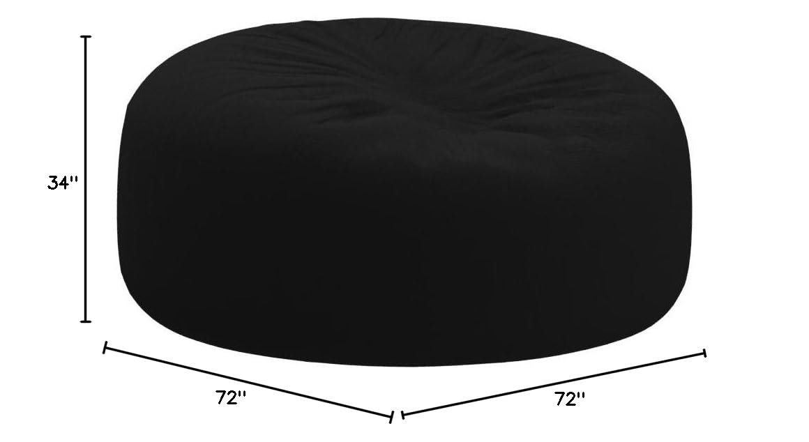 Chill Sack 6' Giant Memory Foam Bean Bag Chair - Ultra Soft Microfiber Cover (Black) | Perfect for Living Rooms, Game Rooms & Dorm Relaxation