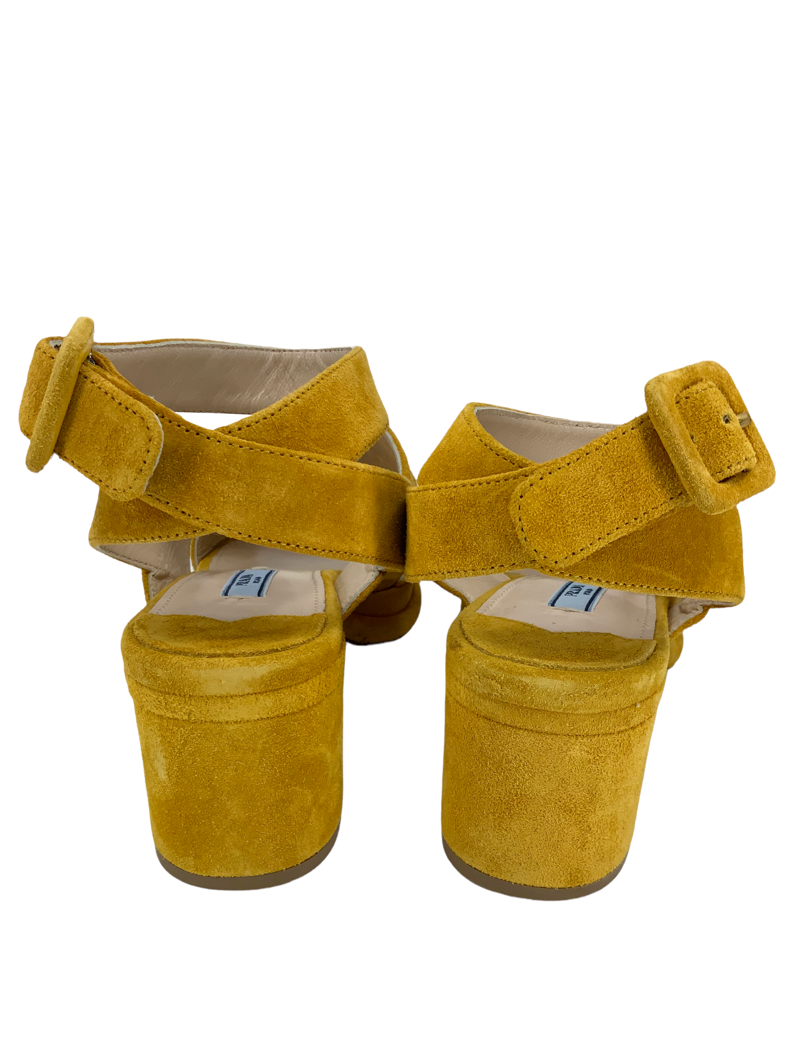 Prada Suede Strappy Platform Sandals Women's Size 7.5 | Luxury Designer High Heel Sandals for Summer Outfits & Special Occasions