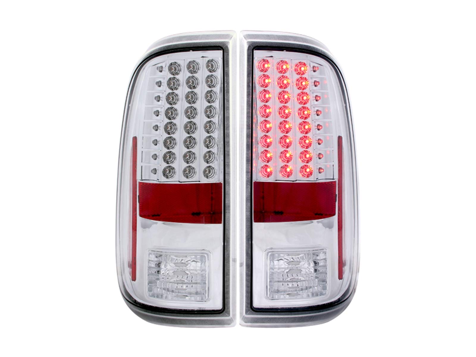 Anzo USA 311128 Ford Super Duty Chrome LED Tail Light Assembly Pair - Replacement for F250 F350 F450 - Enhanced Visibility & Style for Trucks, Towing & Night Driving