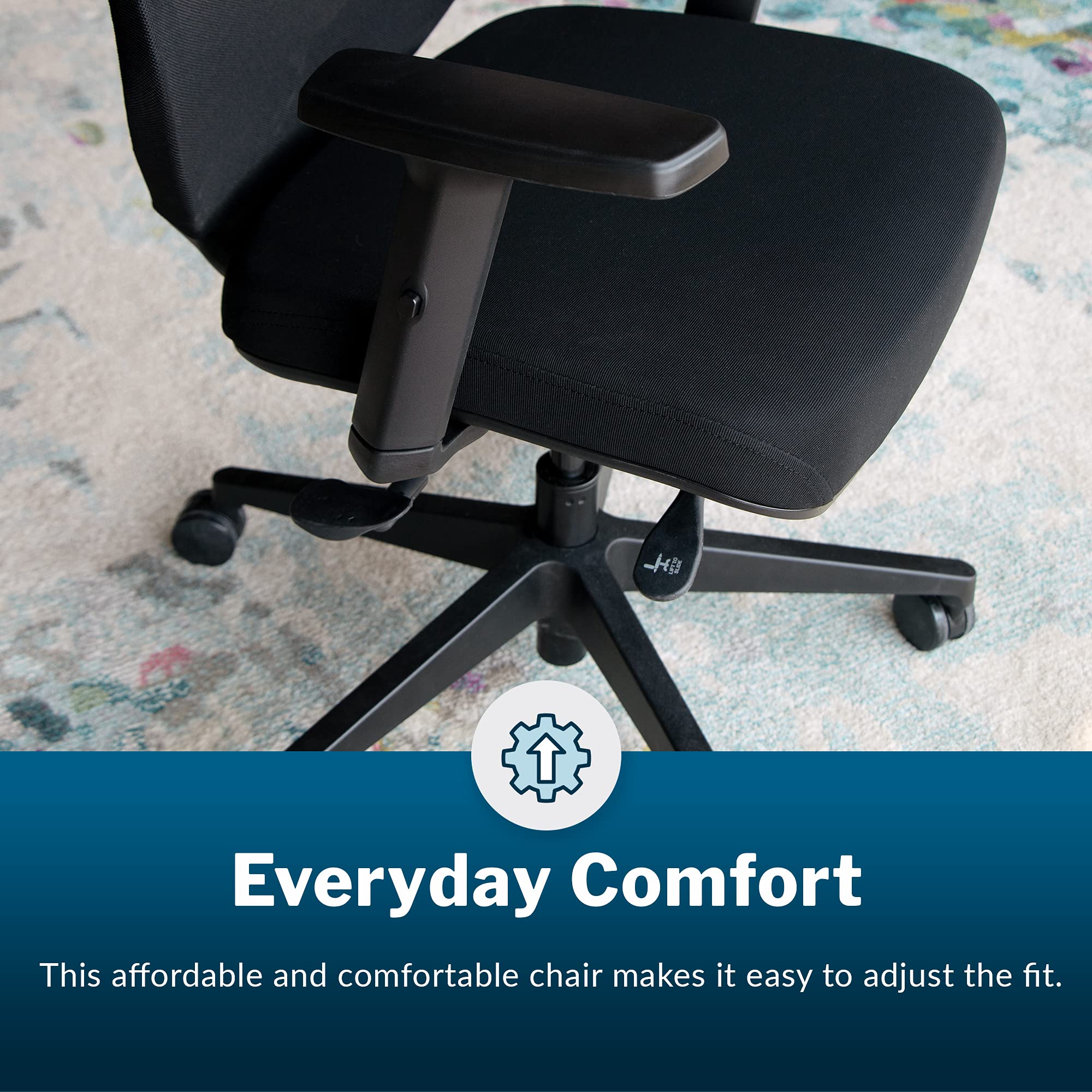 Varidesk Essential Task Chair - Ergonomic Mesh Office Chair with Adjustable Height, Lumbar Support & Breathable Backrest - Perfect for Home Office, Computer Work & Gaming Setup - Black (Easy Assembly)