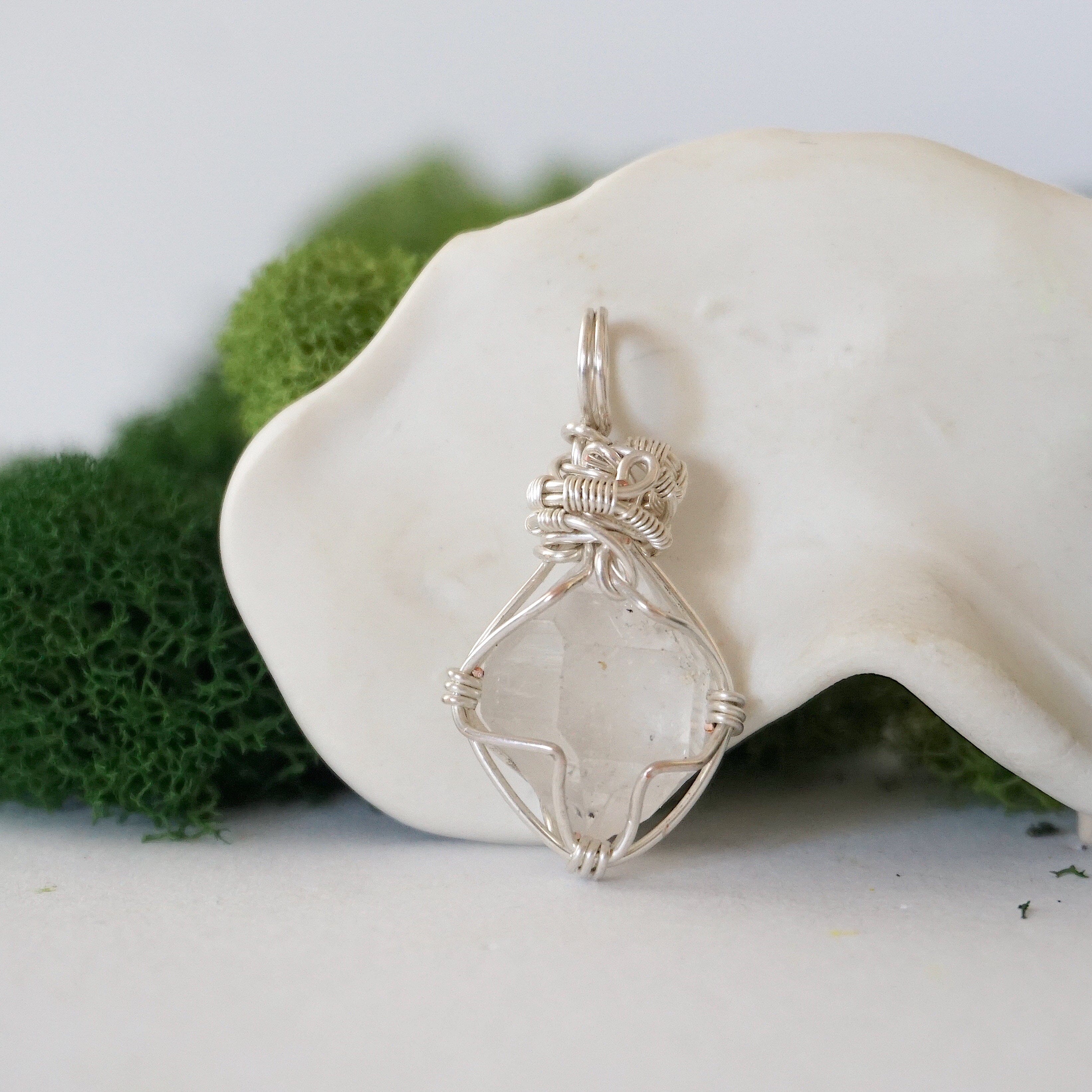 Herkimer Diamond Necklace - Sterling Silver Plated Pendant for Women, Elegant Crystal Jewelry Gift for Birthday, Anniversary & Special Occasions