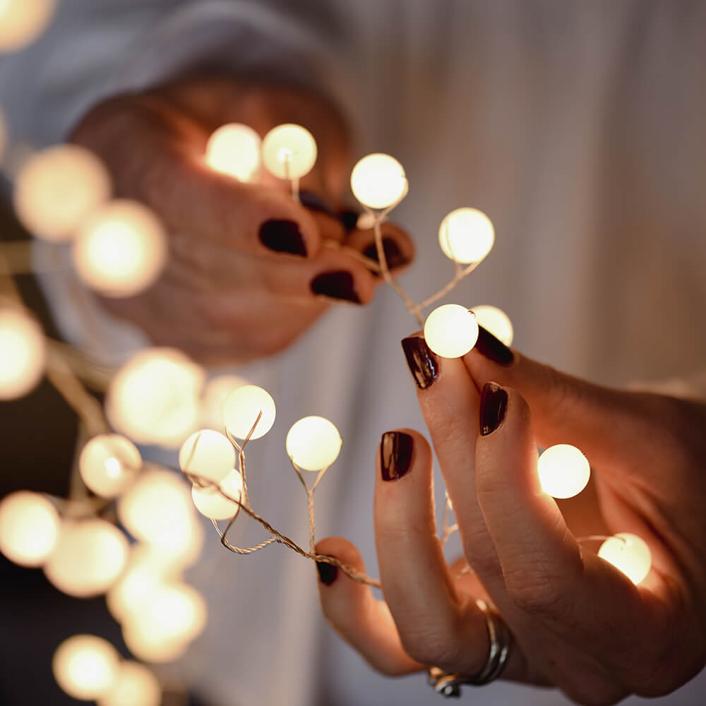 Snowberry White Fairy Lights - 20ft LED String Lights with 100 Warm White Bulbs, Indoor/Outdoor Waterproof for Christmas, Wedding, Party, Garden & Home Decor