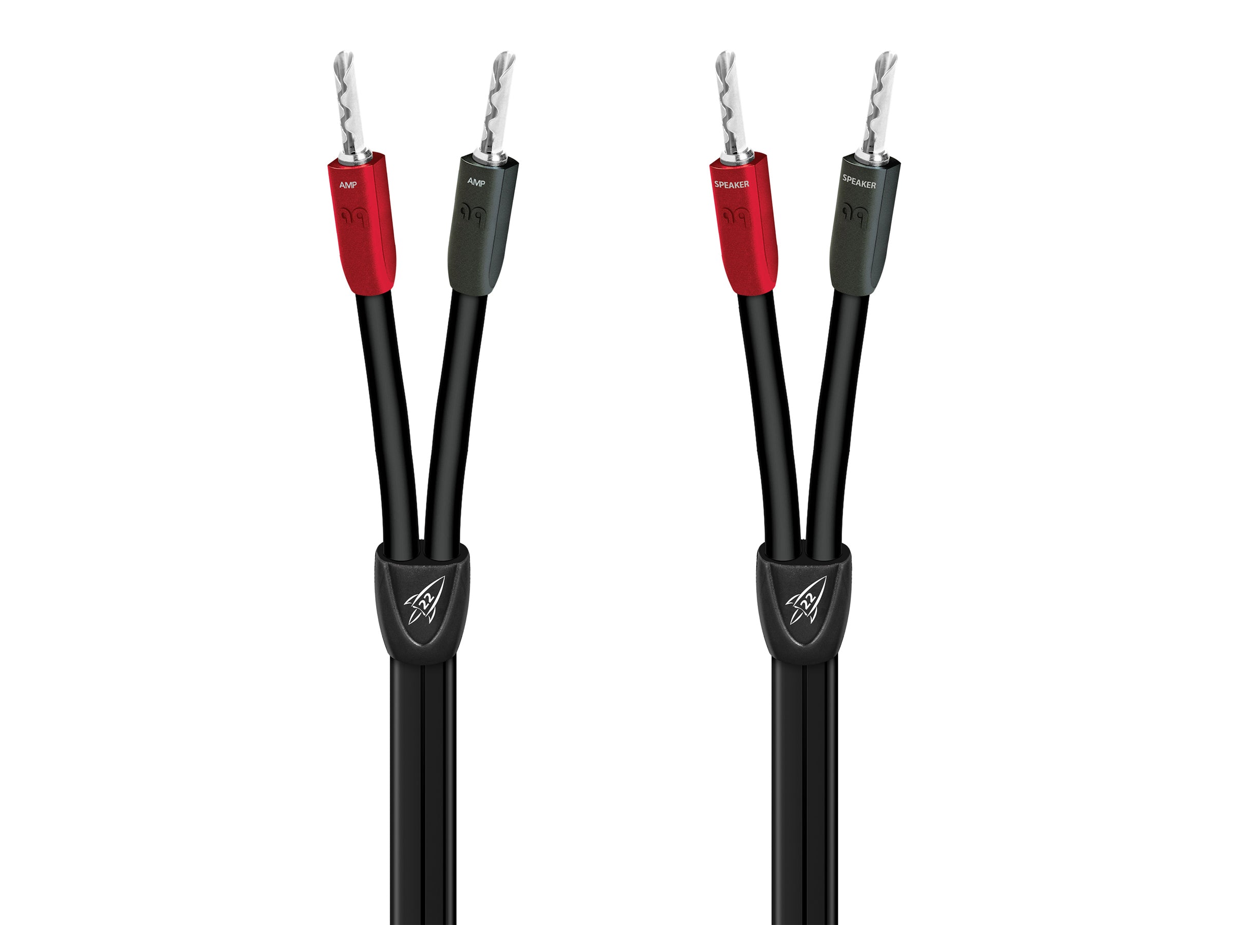 Audioquest Rocket 22 Speaker Cable - 2 Amplifier Banana Plugs & 2 Speaker Banana Plugs (Pair) - Perfect for Home Theater & Hi-Fi Audio Systems
