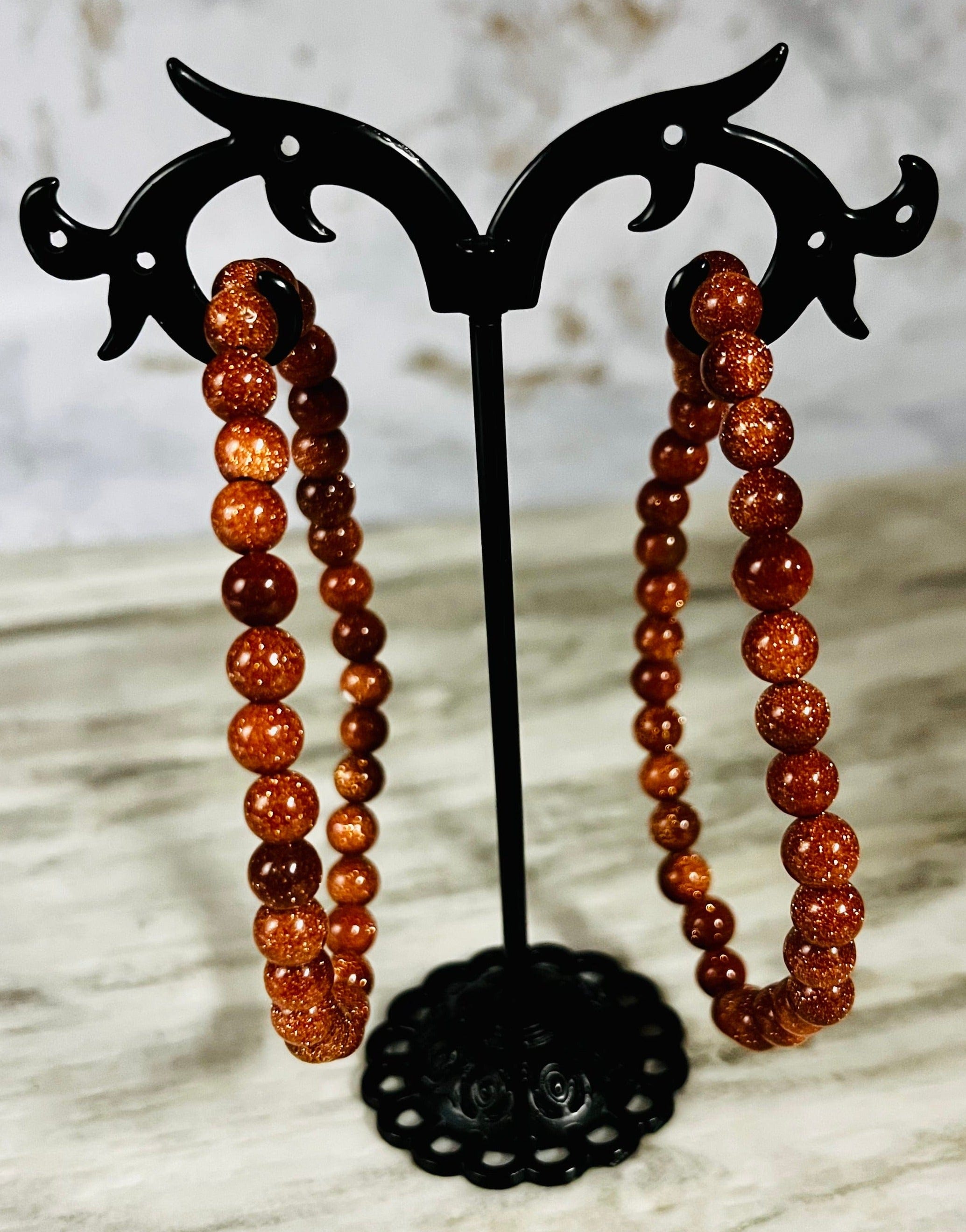 Brown Goldstone Bracelet for Women - Natural Stone Healing Jewelry for Stress Relief & Positive Energy | Perfect for Meditation, Yoga & Spiritual Gifts