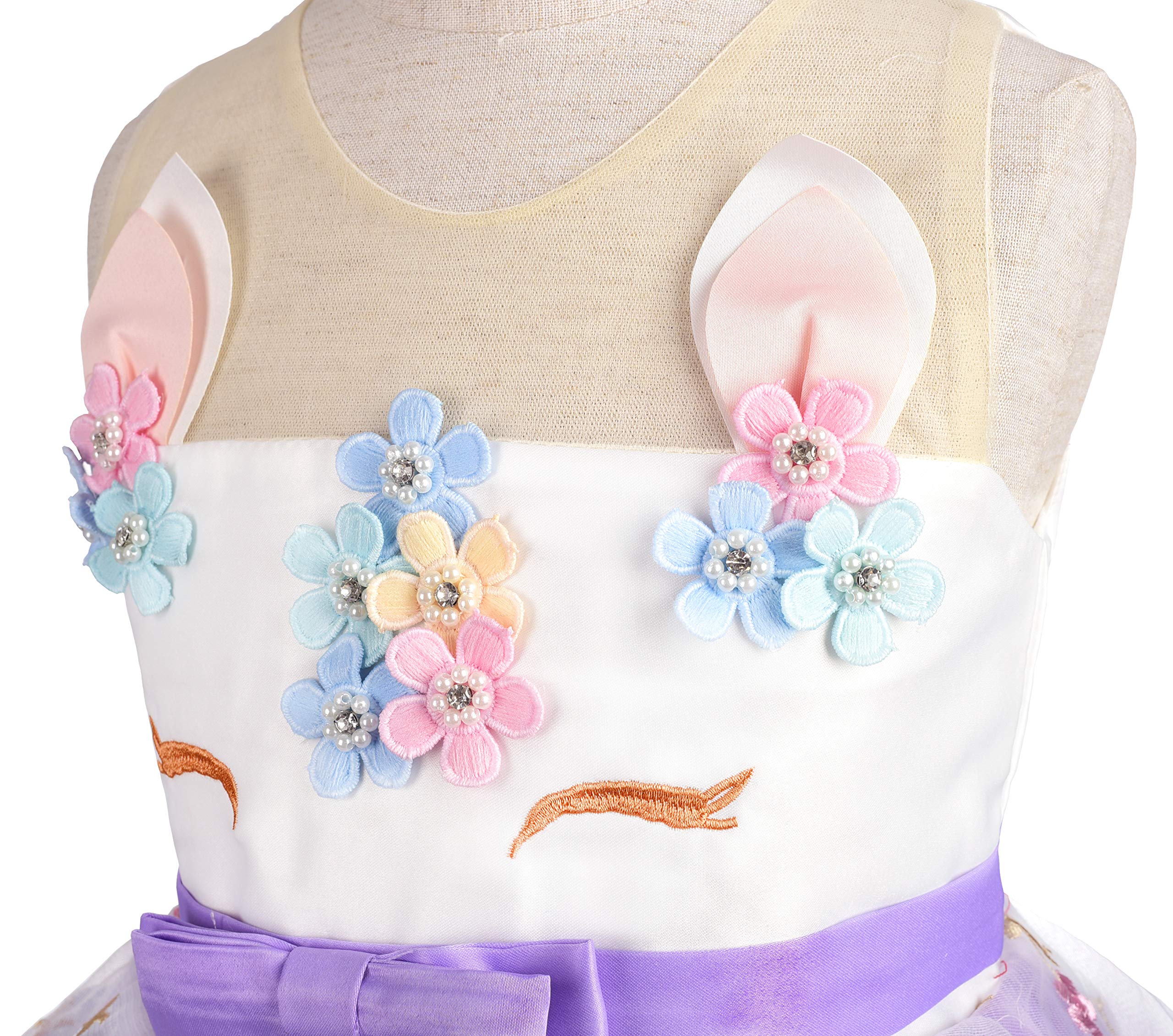 Rainbow Unicorn Costume for Toddler Girls - Princess Birthday Party Dress & Halloween Outfit - Cute Dressy Daisy Gown for Dress Up, Photo Shoots & Special Occasions