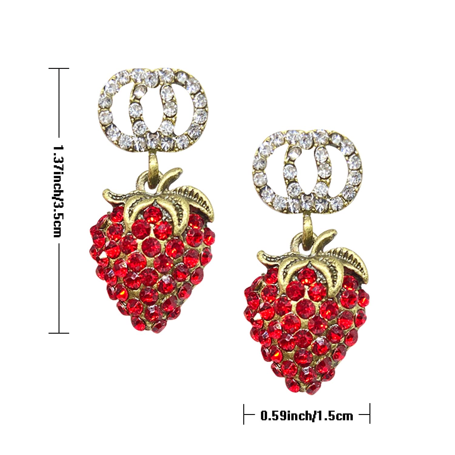 925 Sterling Silver Red Strawberry Stud Earrings with Cubic Zirconia - Cute Fruit Drop Dangle Earrings for Women & Girls - Perfect Jewelry Gift for Birthday, Valentine's Day & Everyday Wear
