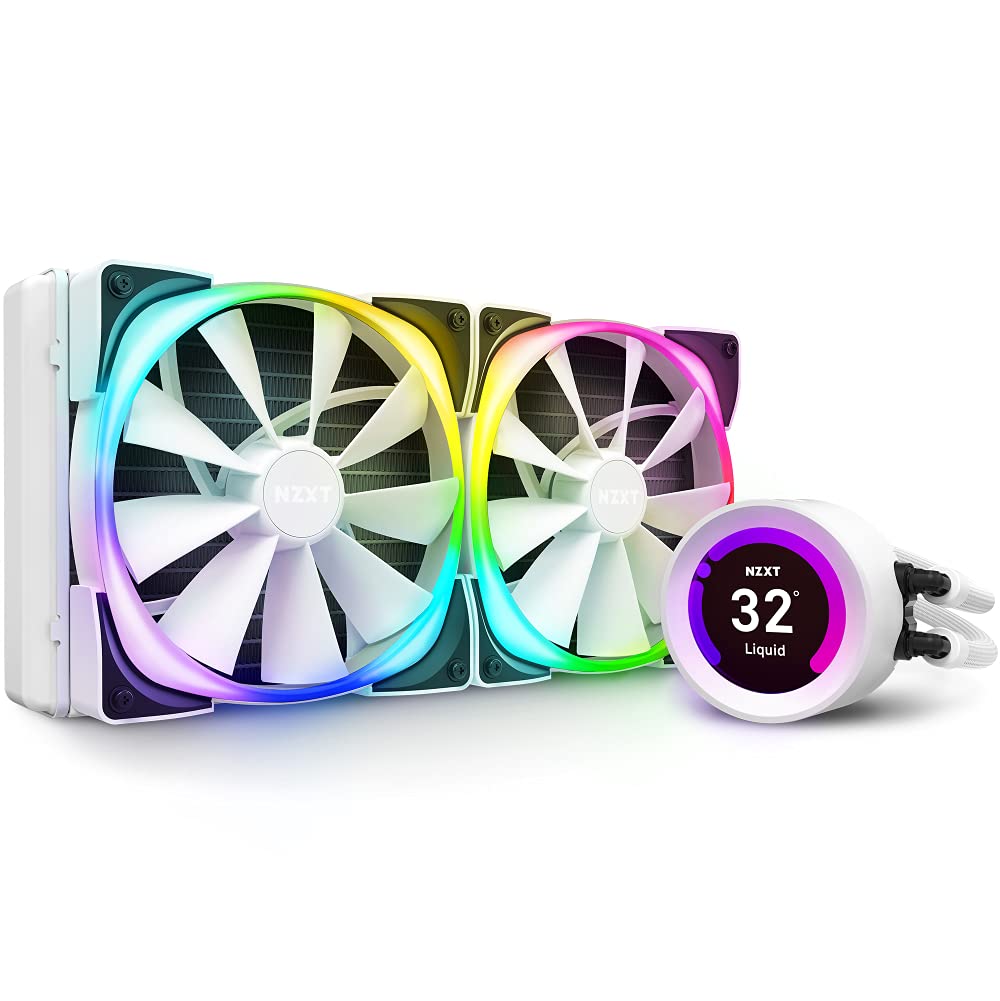 NZXT Kraken Z63 RGB 280mm AIO Liquid CPU Cooler with Customizable LCD Display - White | Improved Pump, CAM V4 Software, Aer RGB 2 140mm Radiator Fans | Perfect for Gaming PC Builds & High-Performance Cooling