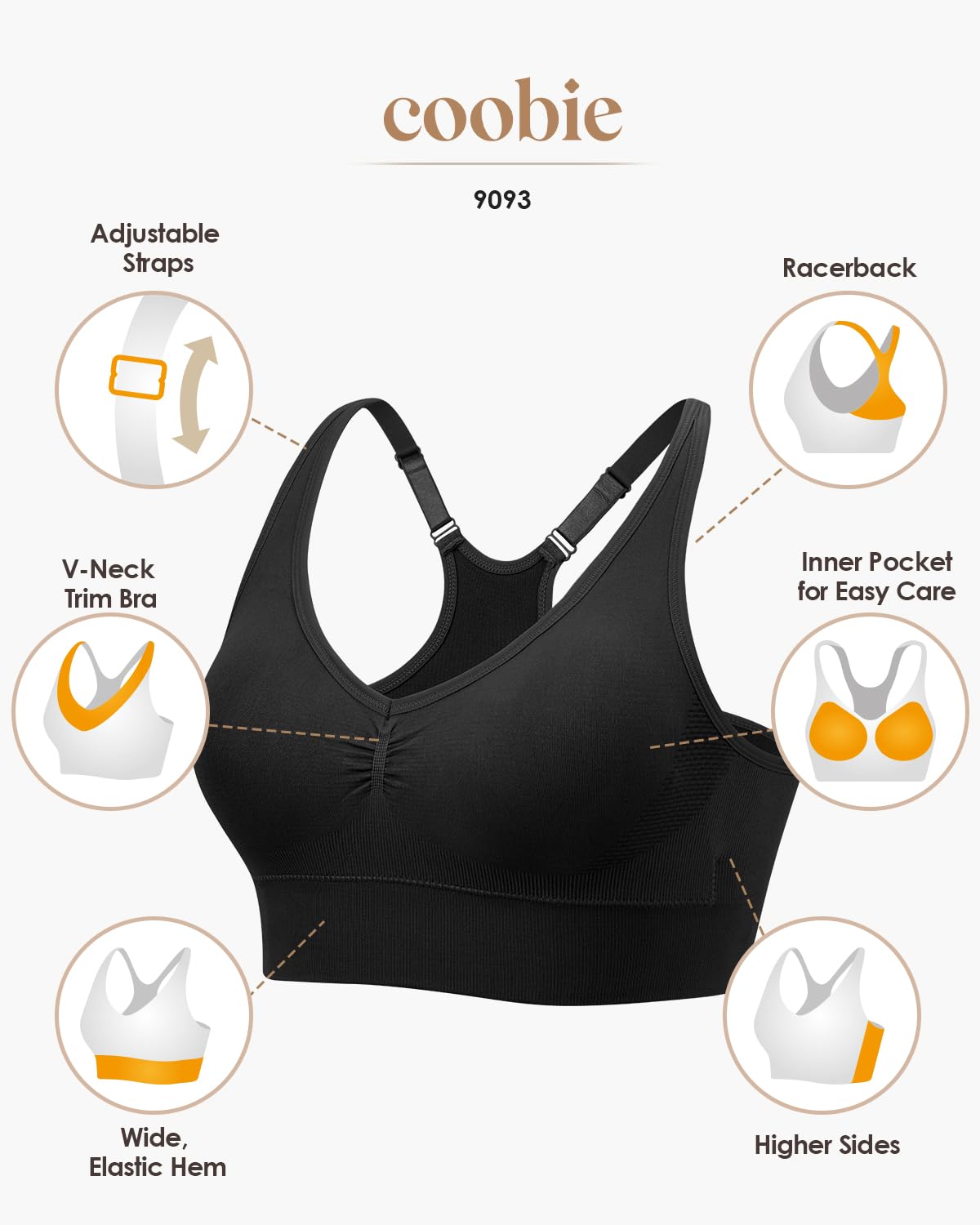 Coobie Seamless Fusion Racerback Sports Bra for Women - Comfortable Workout & Yoga Bra - Perfect for Running, Gym & Active Lifestyle