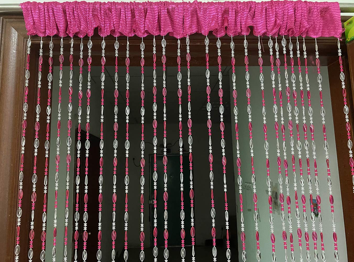 ZiDeTang Acrylic Beaded Door Curtain - Elegant Tassel Room Divider for Home Décor (Rose, 300cm x 250cm) - Perfect for Bedroom, Living Room, and Boho Style Interior Design