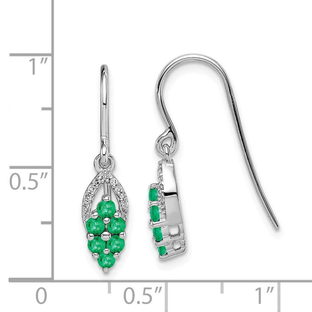 Sterling Silver Rhodium Plated Diamond & Aquamarine Shepherd Hook Earrings for Women | Dainty Birthstone Jewelry | Perfect for Weddings, Parties & Everyday Wear