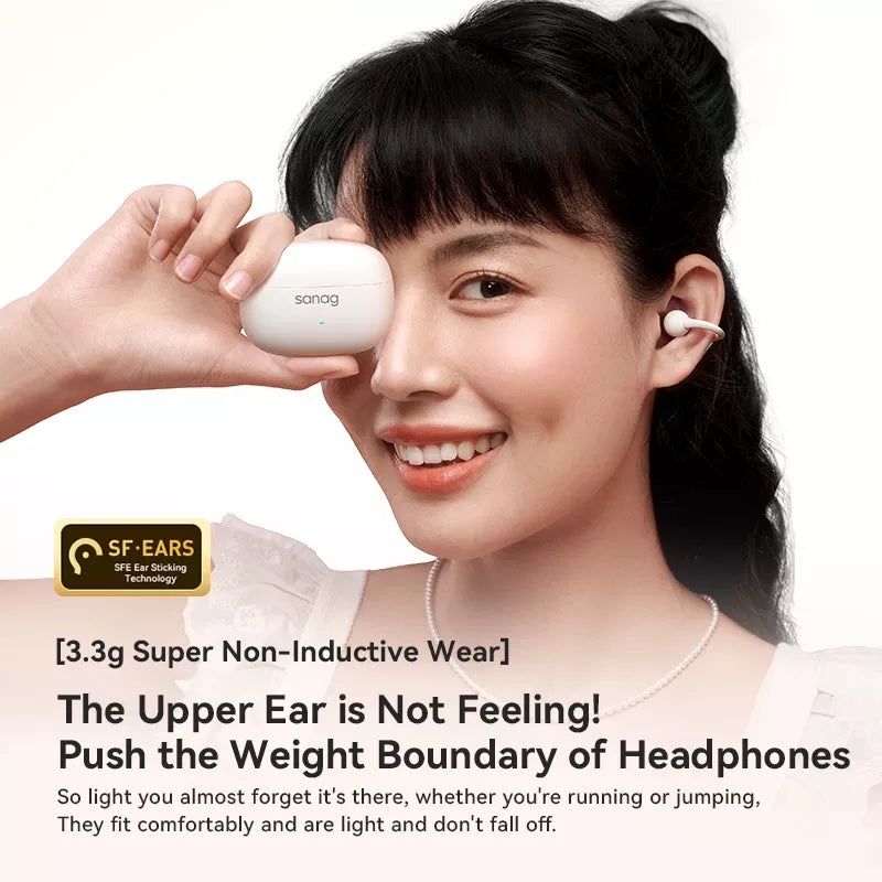 Sanag Z37 Open Ear Wireless Bluetooth Headphones - Lightweight Clip-On Design for Running, Cycling & Workouts