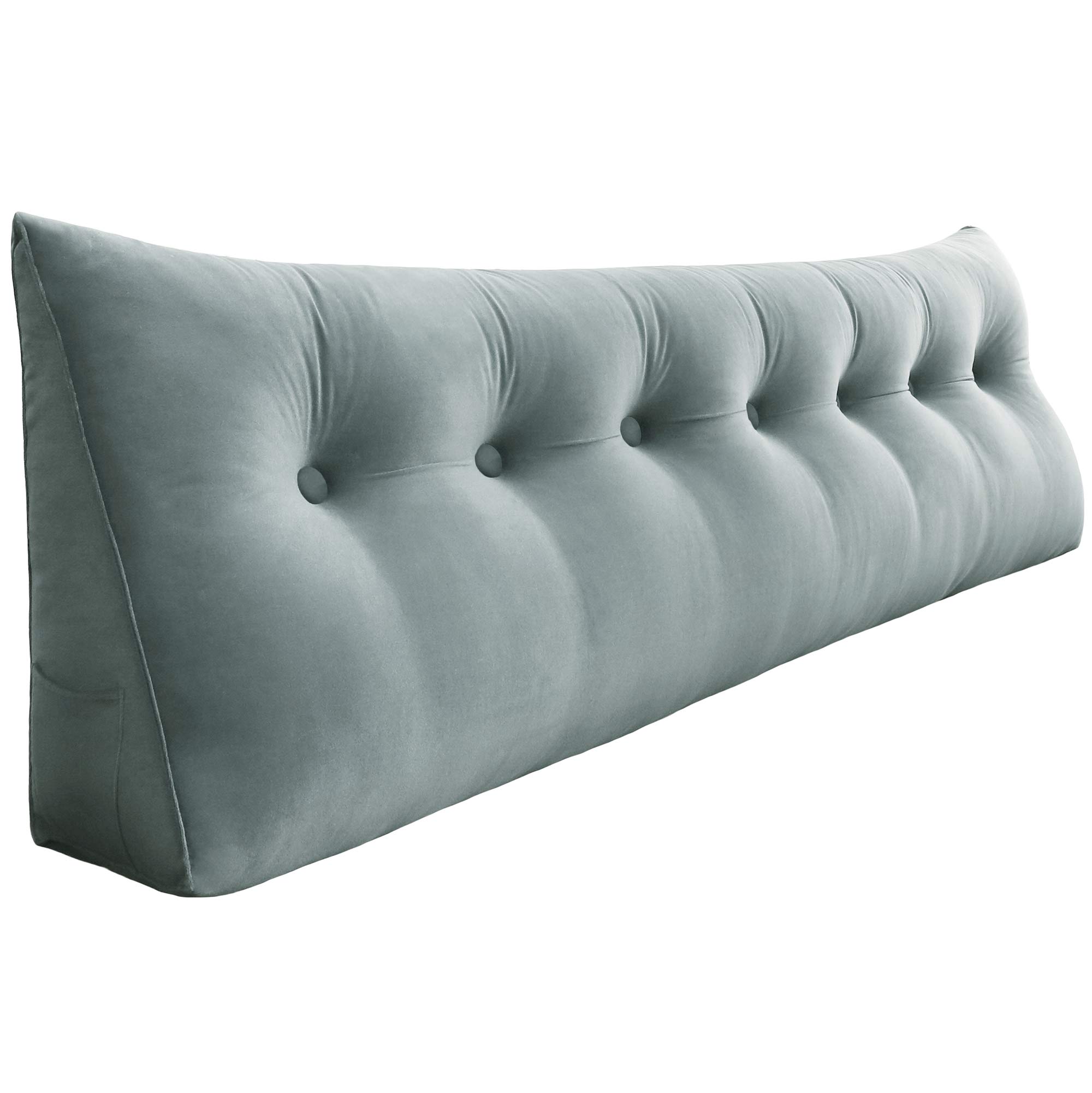 Ergonomic Headboard Reading Pillow with Back Support - Large Adult Backrest Wedge Cushion for Sitting Up in Bed - Velvet Bedrest Pillow for Comfortable Reading, Watching TV, or Relaxing - Light Gray King Size by Roner