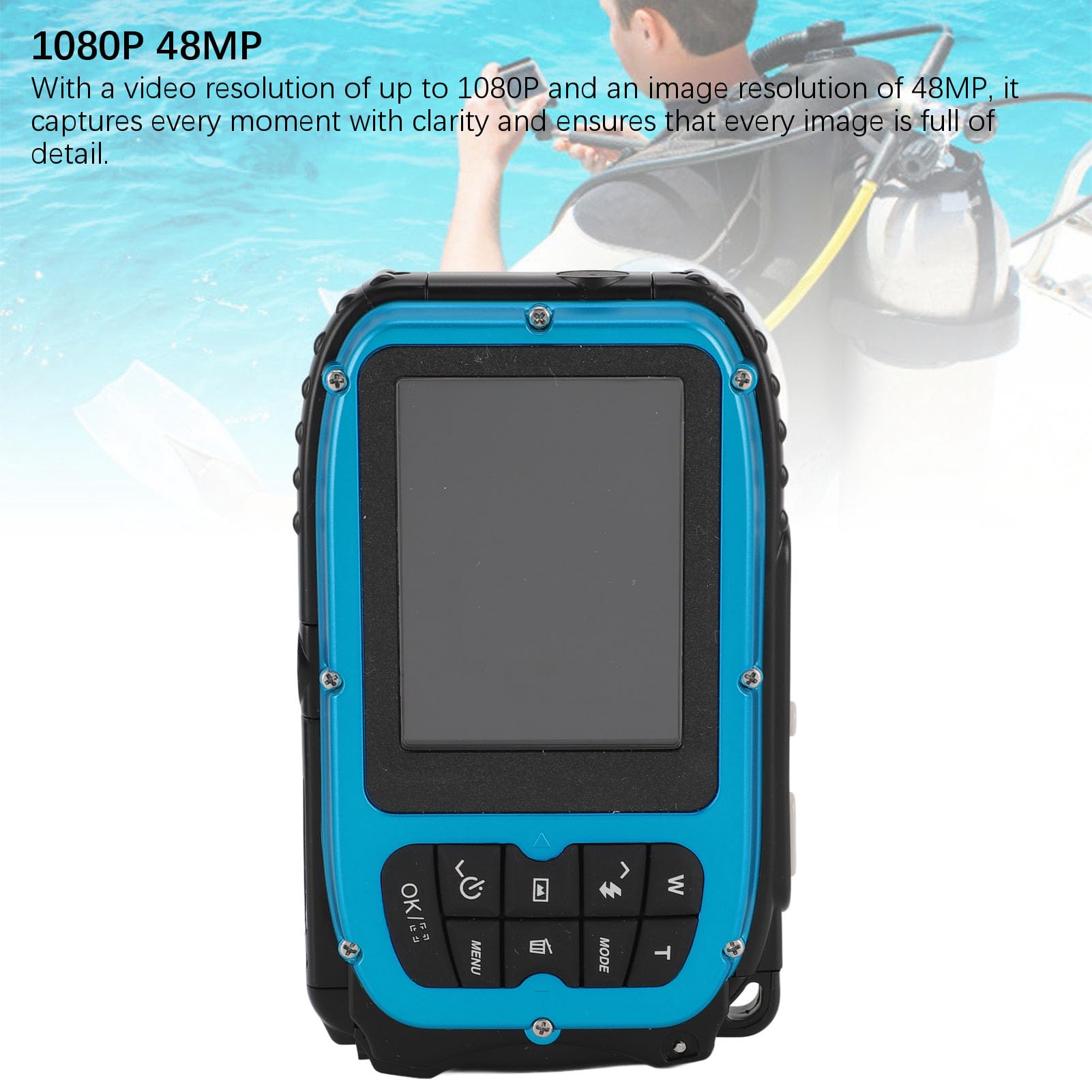 Waterproof Underwater Camera 650mAh - HD Action Camera for Scuba Diving, Snorkeling & Marine Exploration (Blue) - Perfect for Ocean Adventures & Underwater Photography