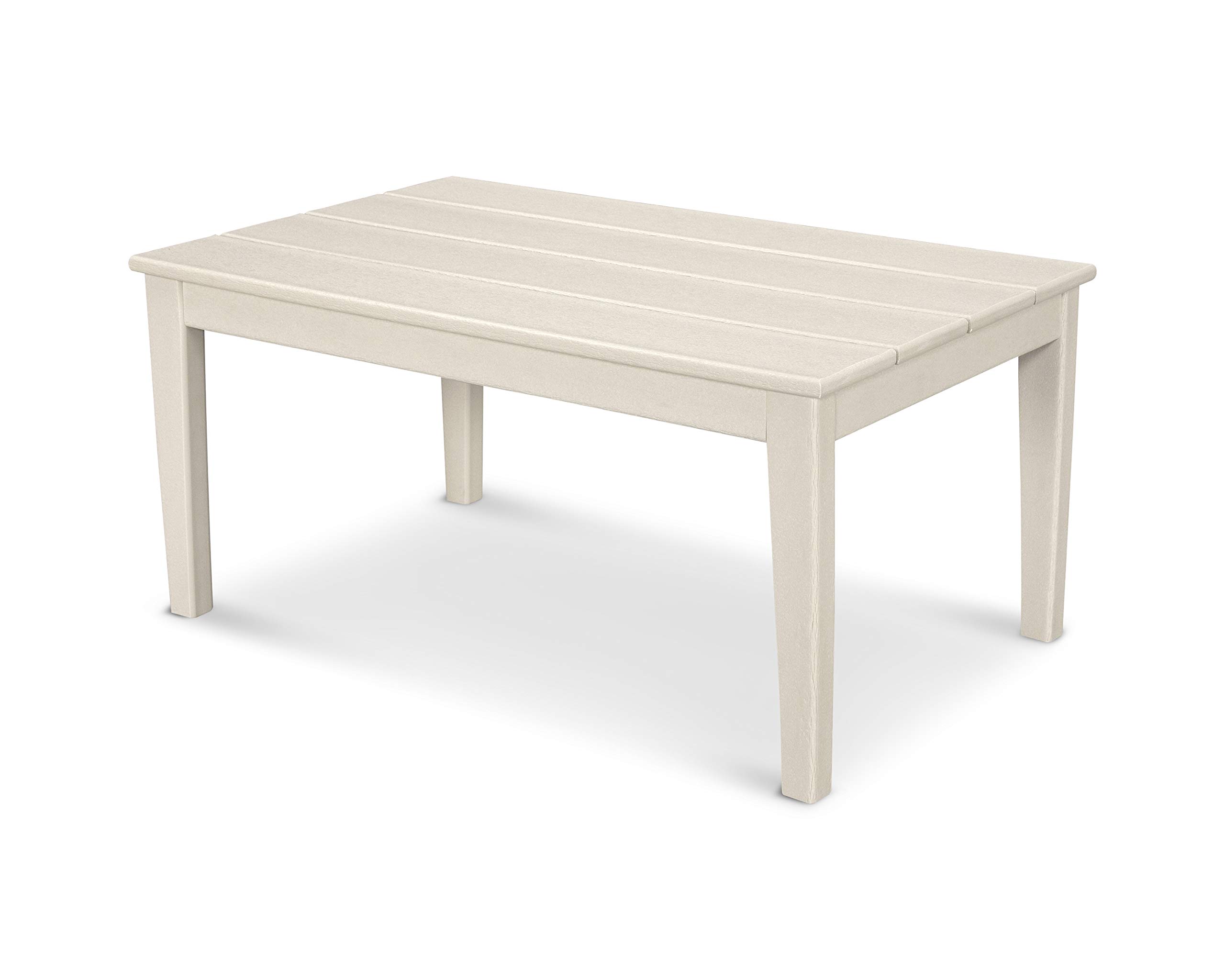 POLYWOOD® Newport 22 x 36 Inch Outdoor Coffee Table in Sand - Weather-Resistant Recycled Plastic Furniture for Patio, Poolside & Backyard Decor
