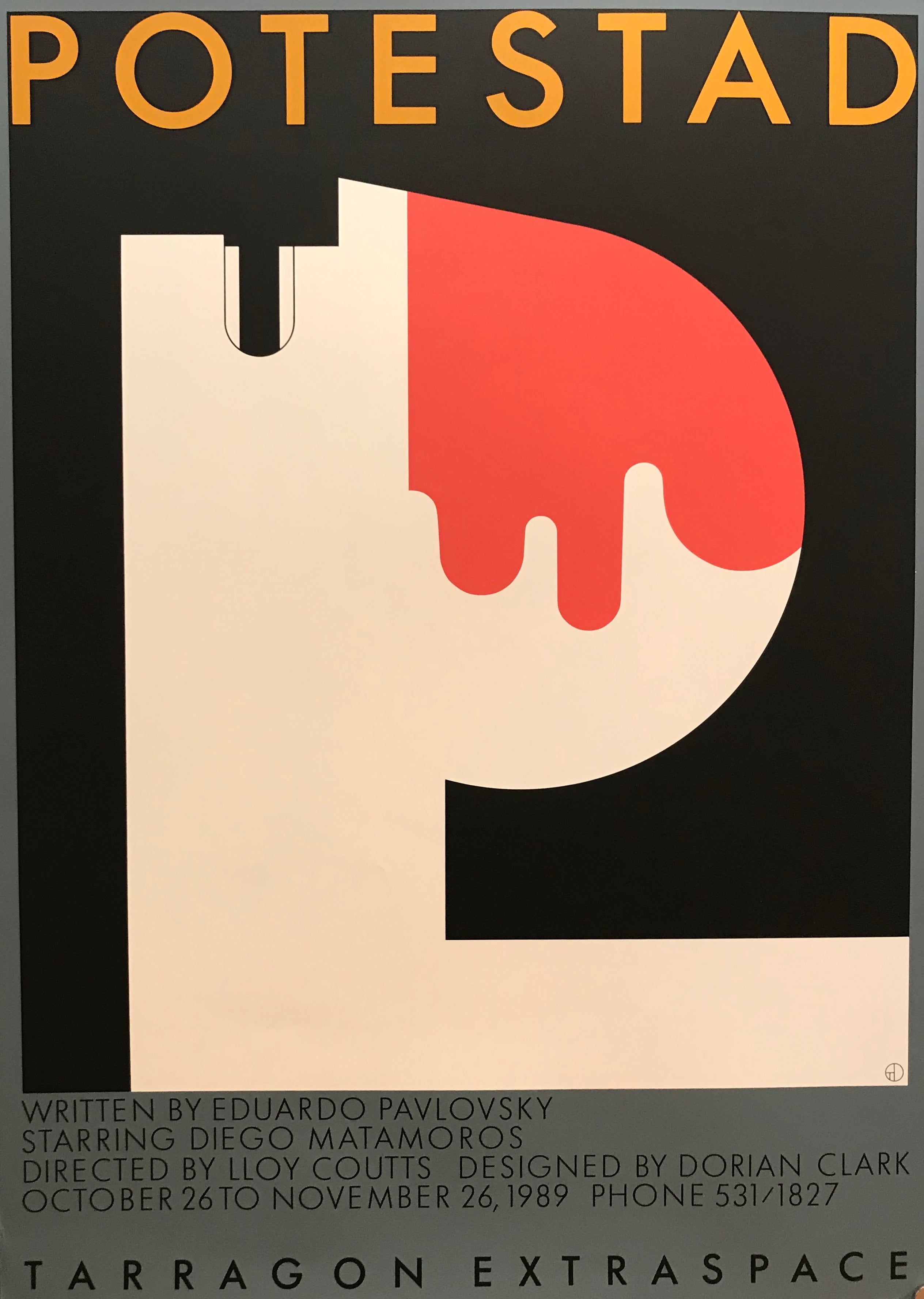 1980s Original Canadian Theatre Poster - Potestad (Tarragon Extraspace) - Vintage Collectible for Movie Memorabilia & Home Decor