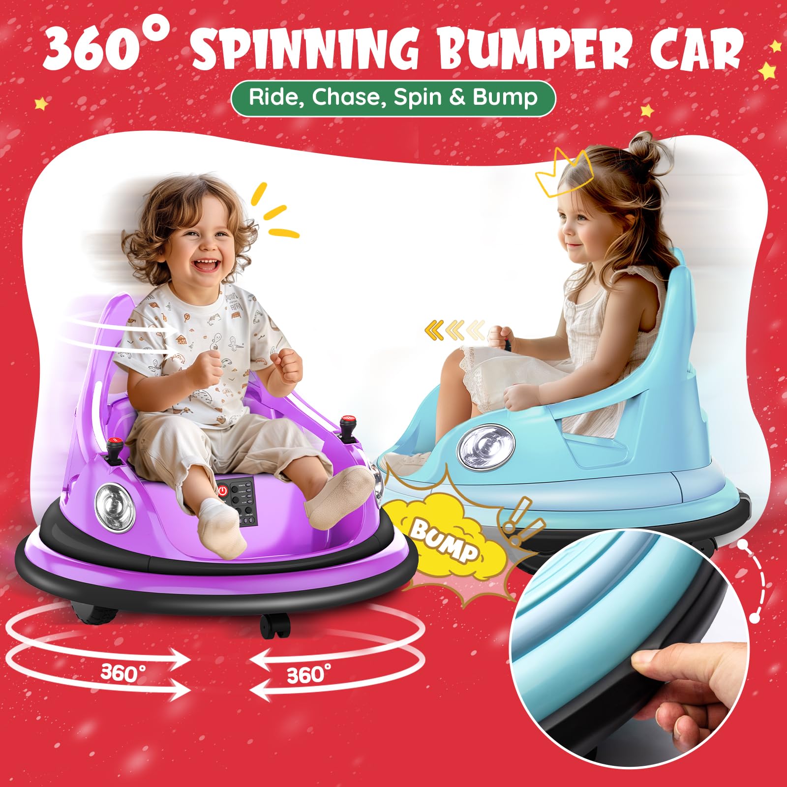 12V Electric Ride On Bumper Car for Kids with Parent Remote Control - 360° Spinning, LED Lights & Music, 1.9MPH Max Speed, ASTM Certified - Blue Toddler Toy for Ages 3-5 | Perfect for Indoor Playrooms, Birthday Gifts & Family Fun