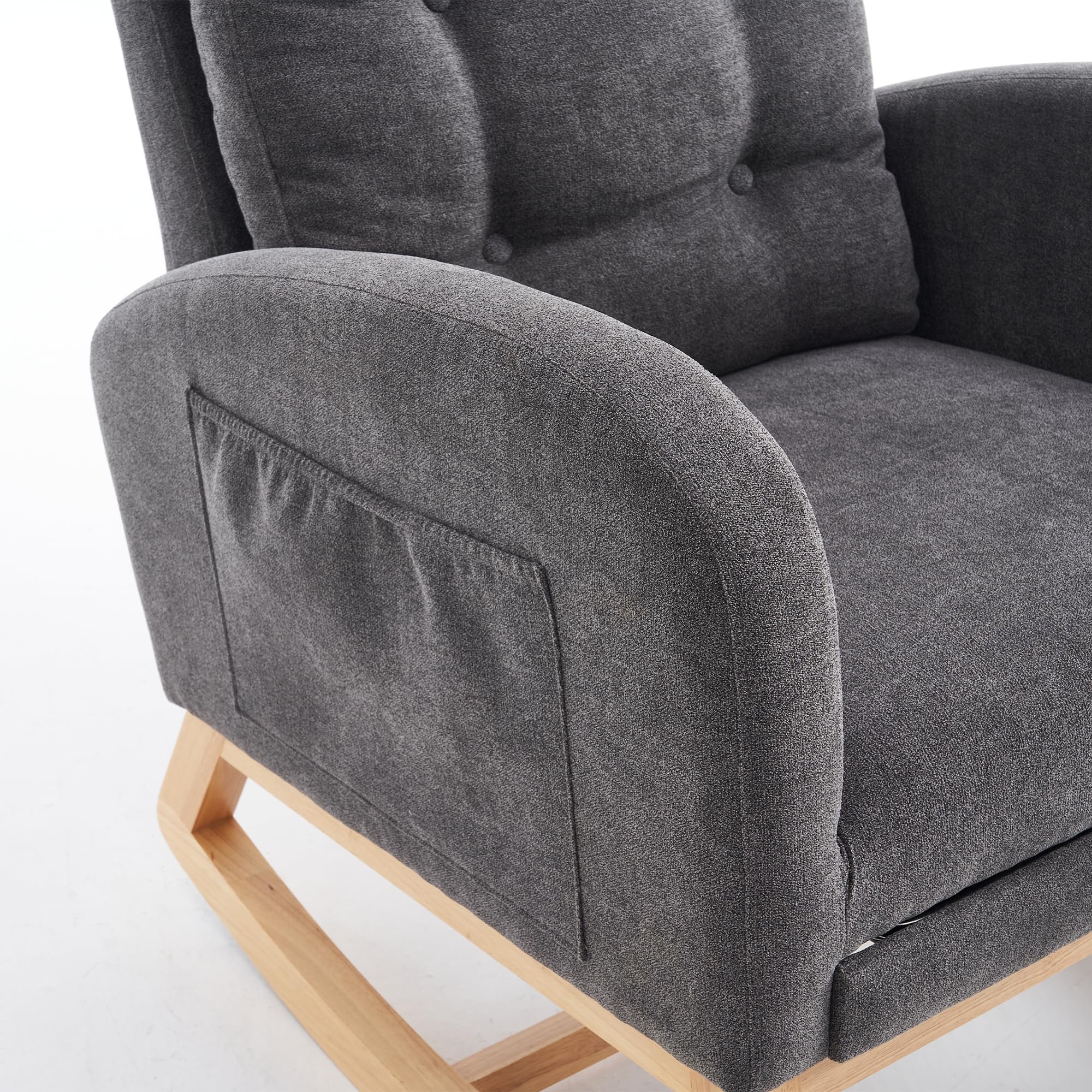 Comfy Nursery Rocking Chair with Retractable Footrest - High Back Glider Rocker with Padded Seat - Accent Armchair for Living Room, Bedroom & Office (Gray) - Perfect for Nursing, Reading & Relaxing